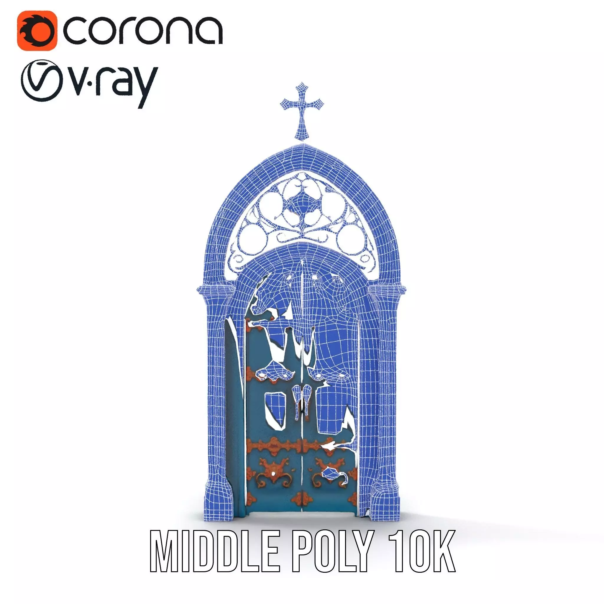 Gothic Teal Door model pack Low-poly 3D model_16