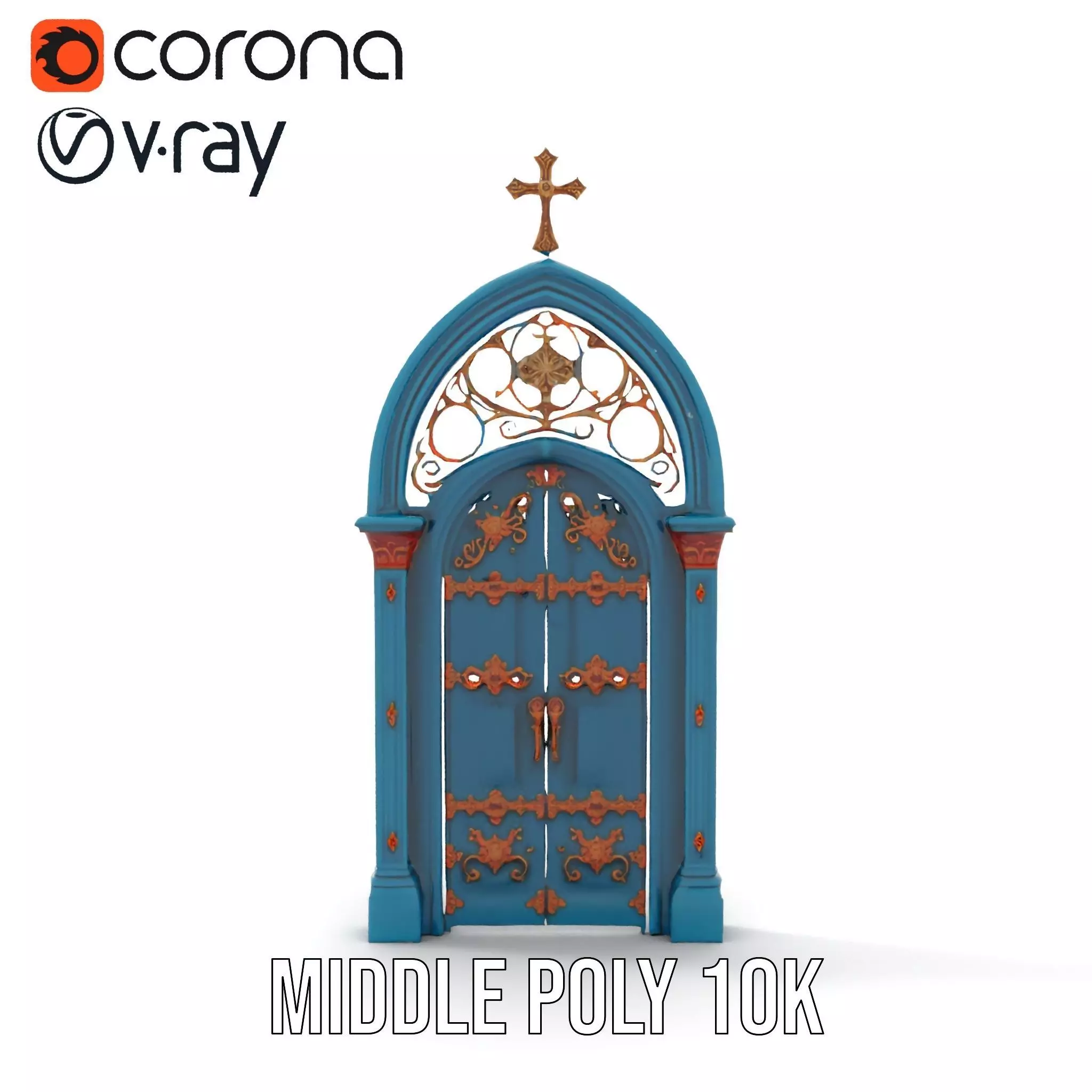 Gothic Teal Door model pack Low-poly 3D model_13