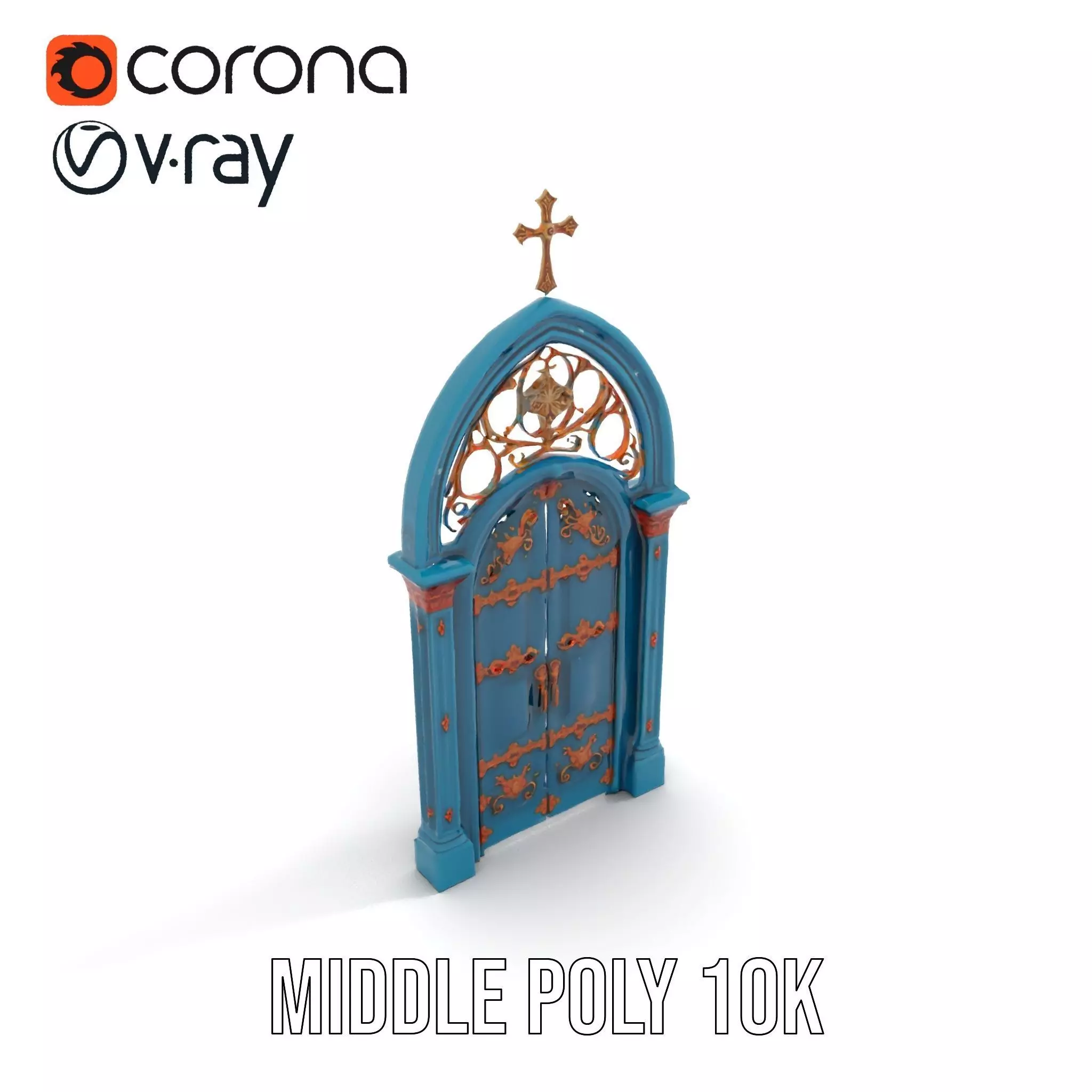 Gothic Teal Door model pack Low-poly 3D model_6