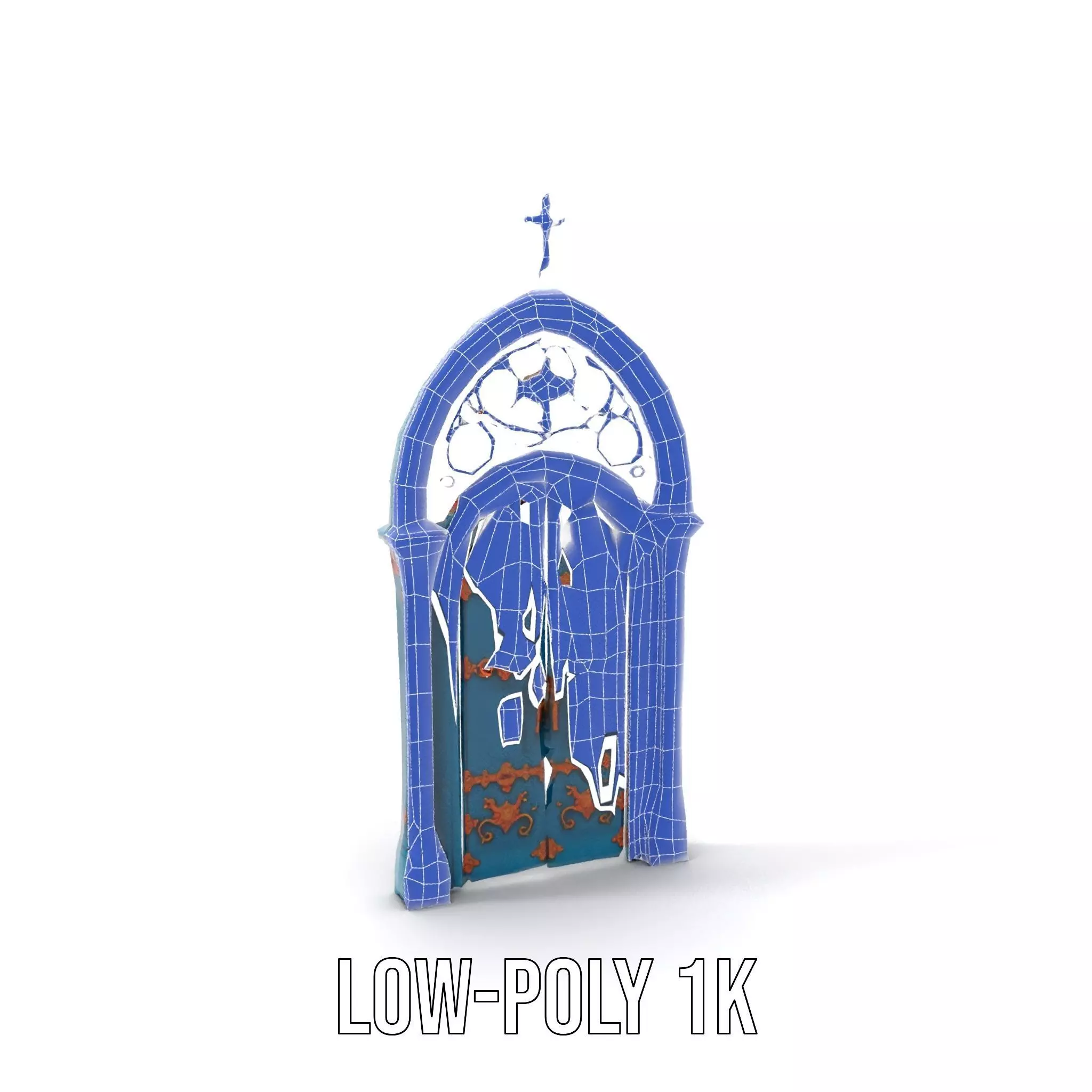 Gothic Teal Door model pack Low-poly 3D model_14