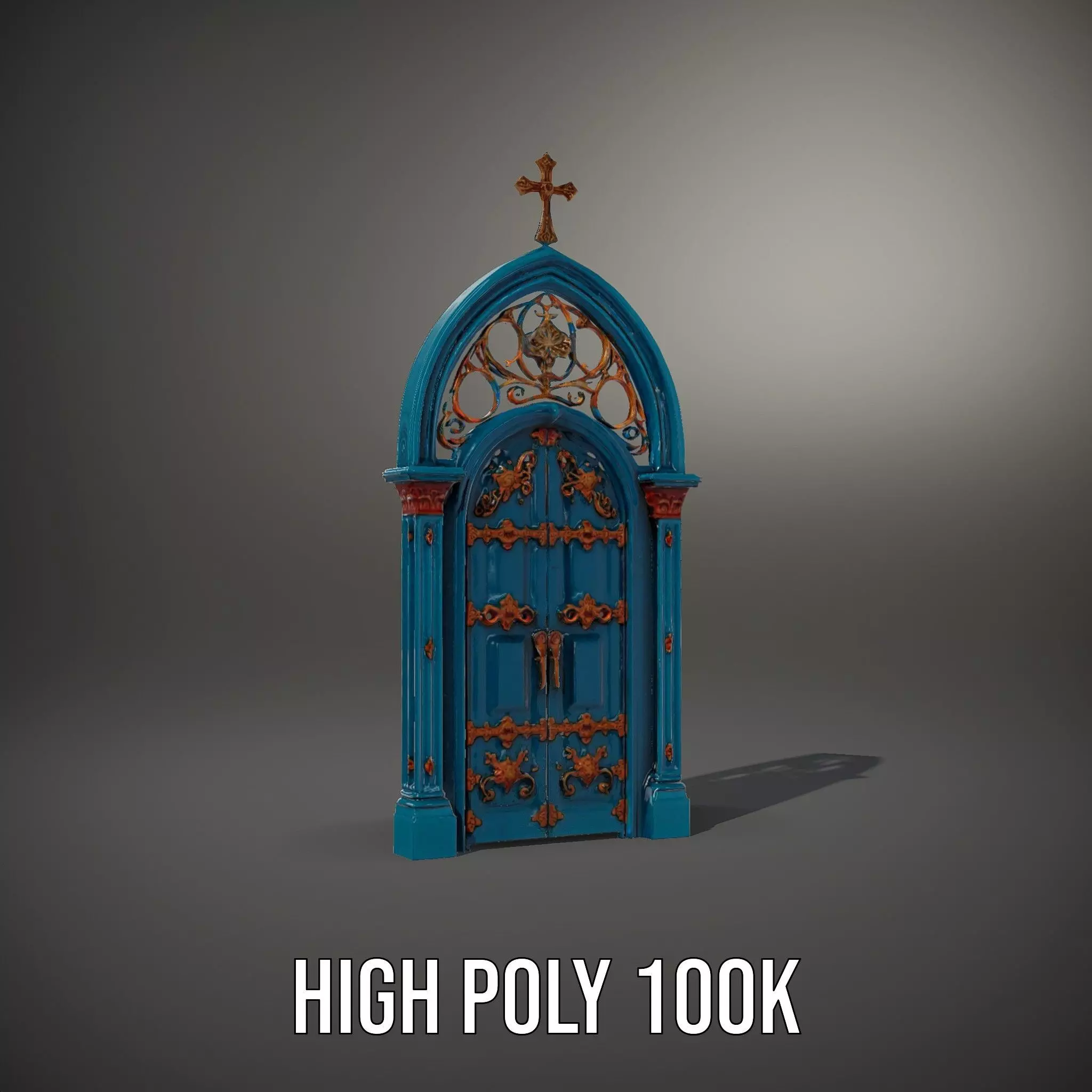 Gothic Teal Door model pack Low-poly 3D model_8