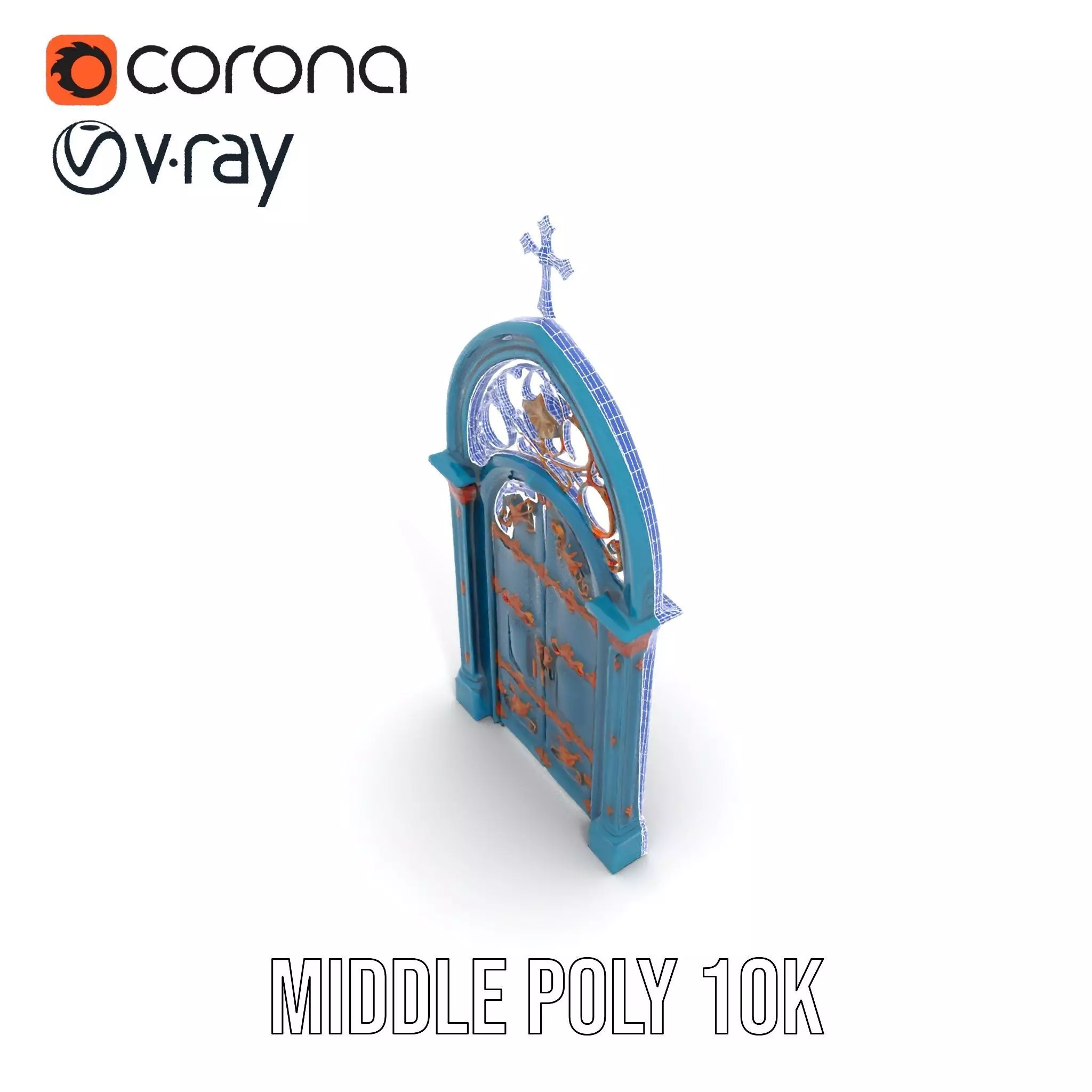 Gothic Teal Door model pack Low-poly 3D model_24