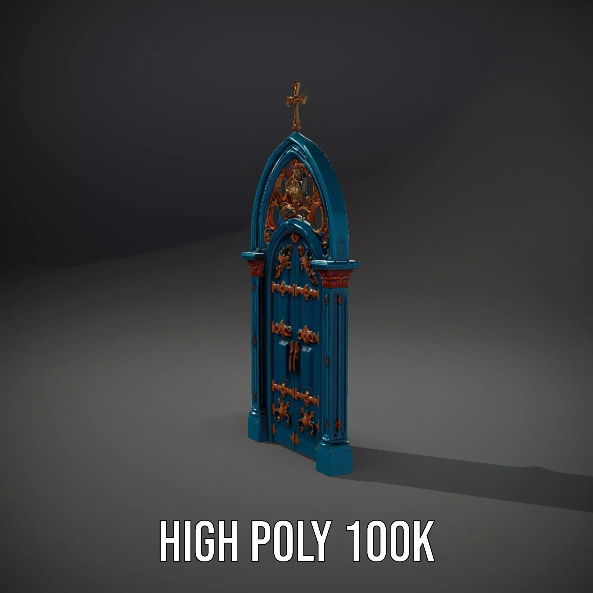 Gothic Teal Door model pack Low-poly 3D model_10