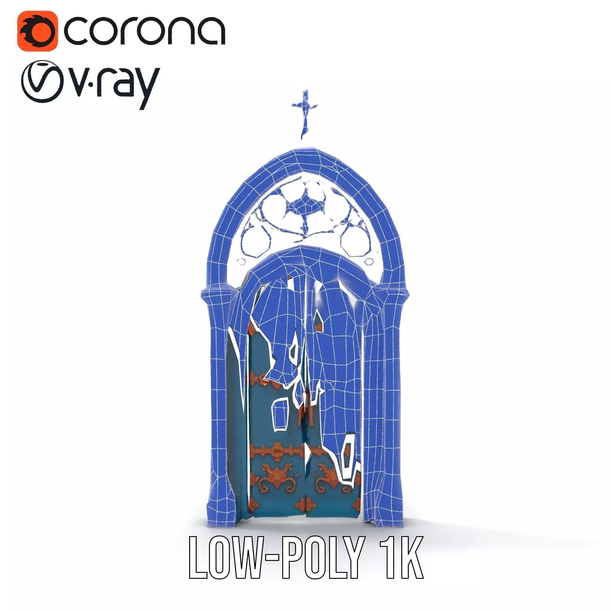 Gothic Teal Door model pack Low-poly 3D model_20