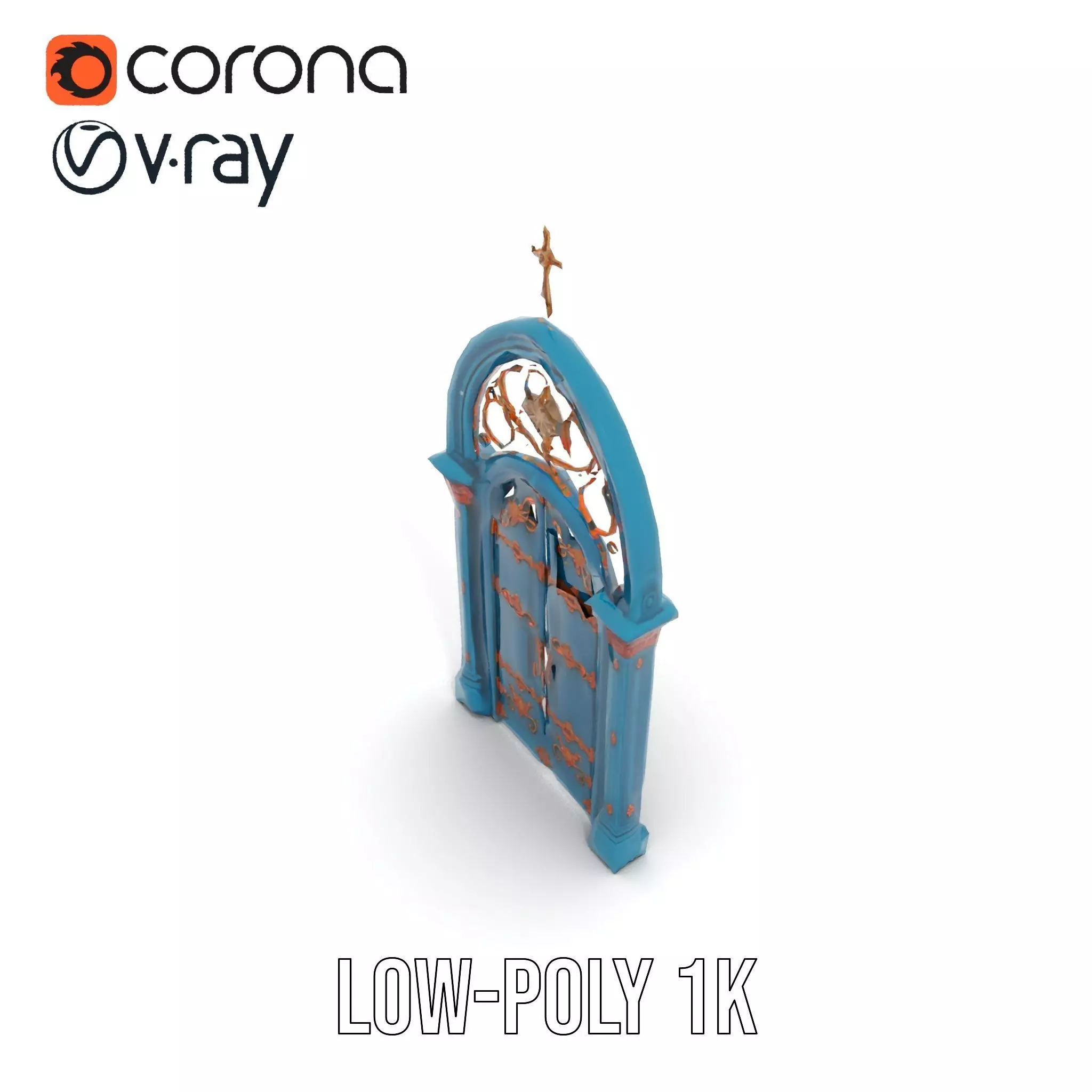 Gothic Teal Door model pack Low-poly 3D model_7