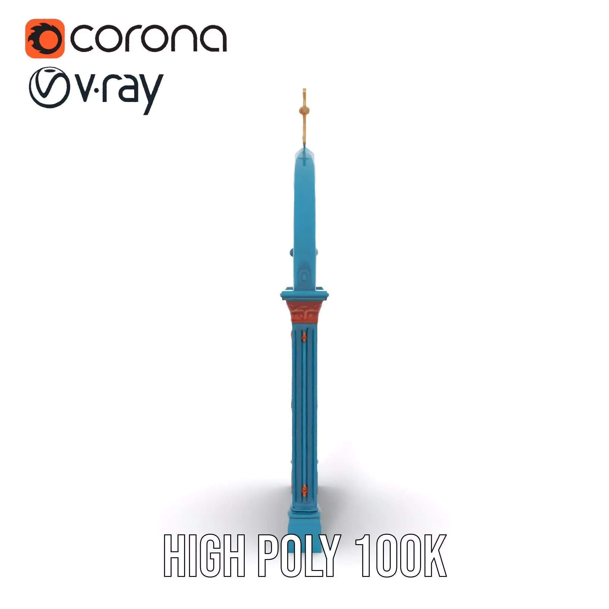 Gothic Teal Door model pack Low-poly 3D model_26