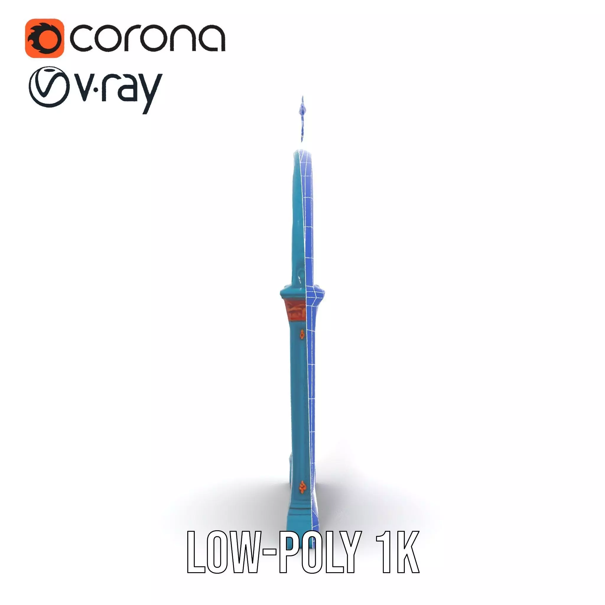 Gothic Teal Door model pack Low-poly 3D model_23