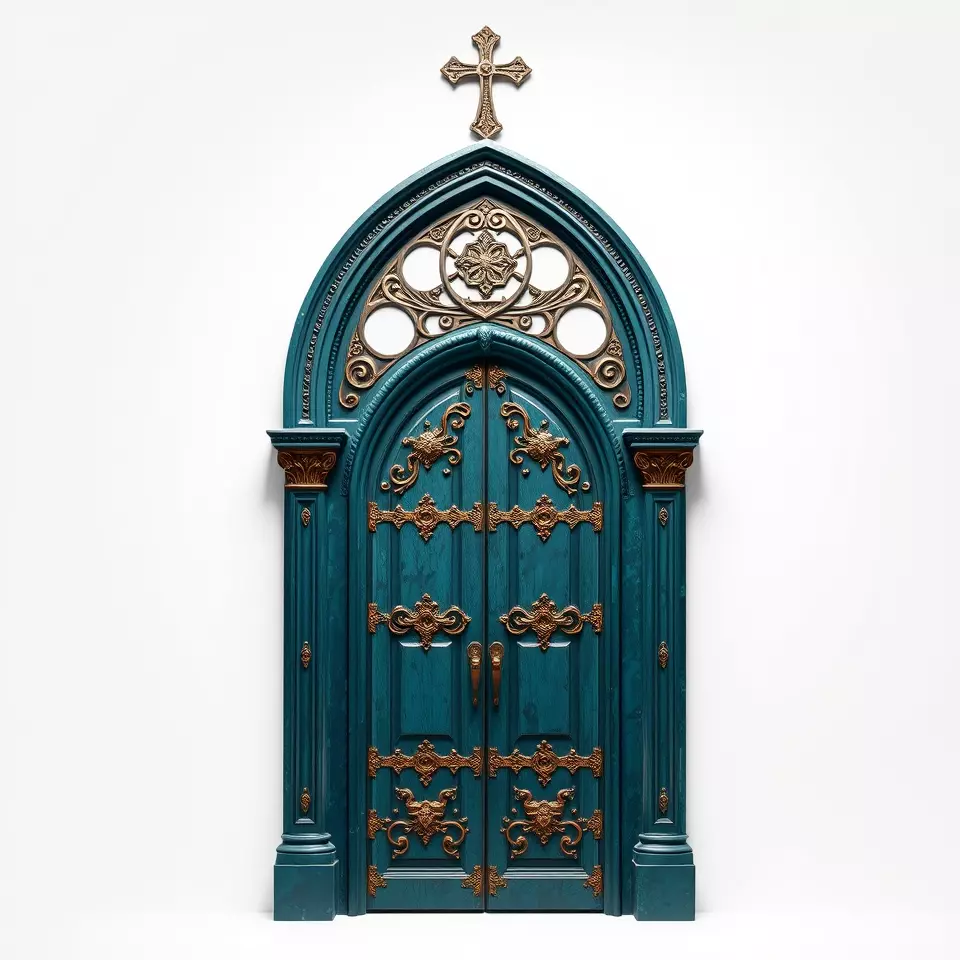Gothic Teal Door model pack Low-poly 3D model_2