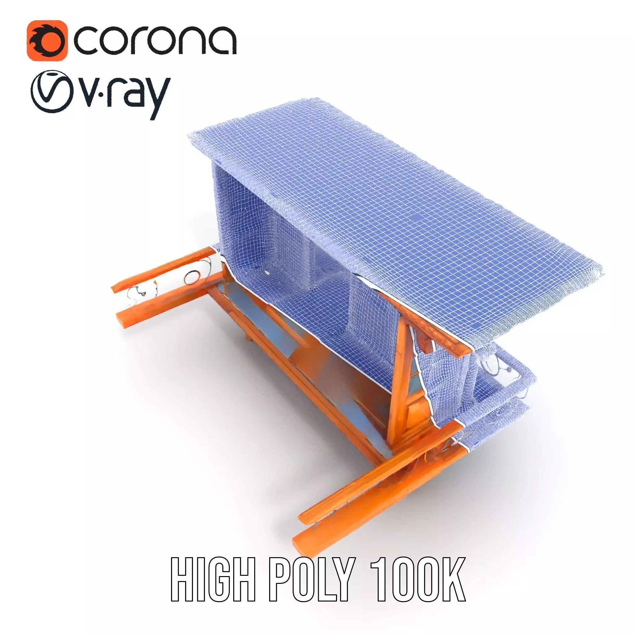 Rustic Wooden Balcony model pack Low-poly 3D model_32