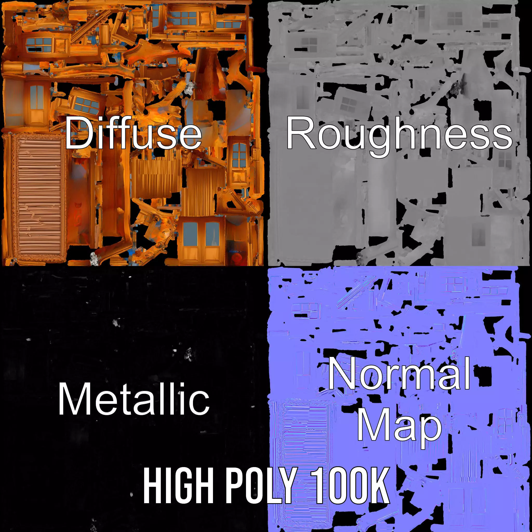 Rustic Wooden Balcony model pack Low-poly 3D model_3