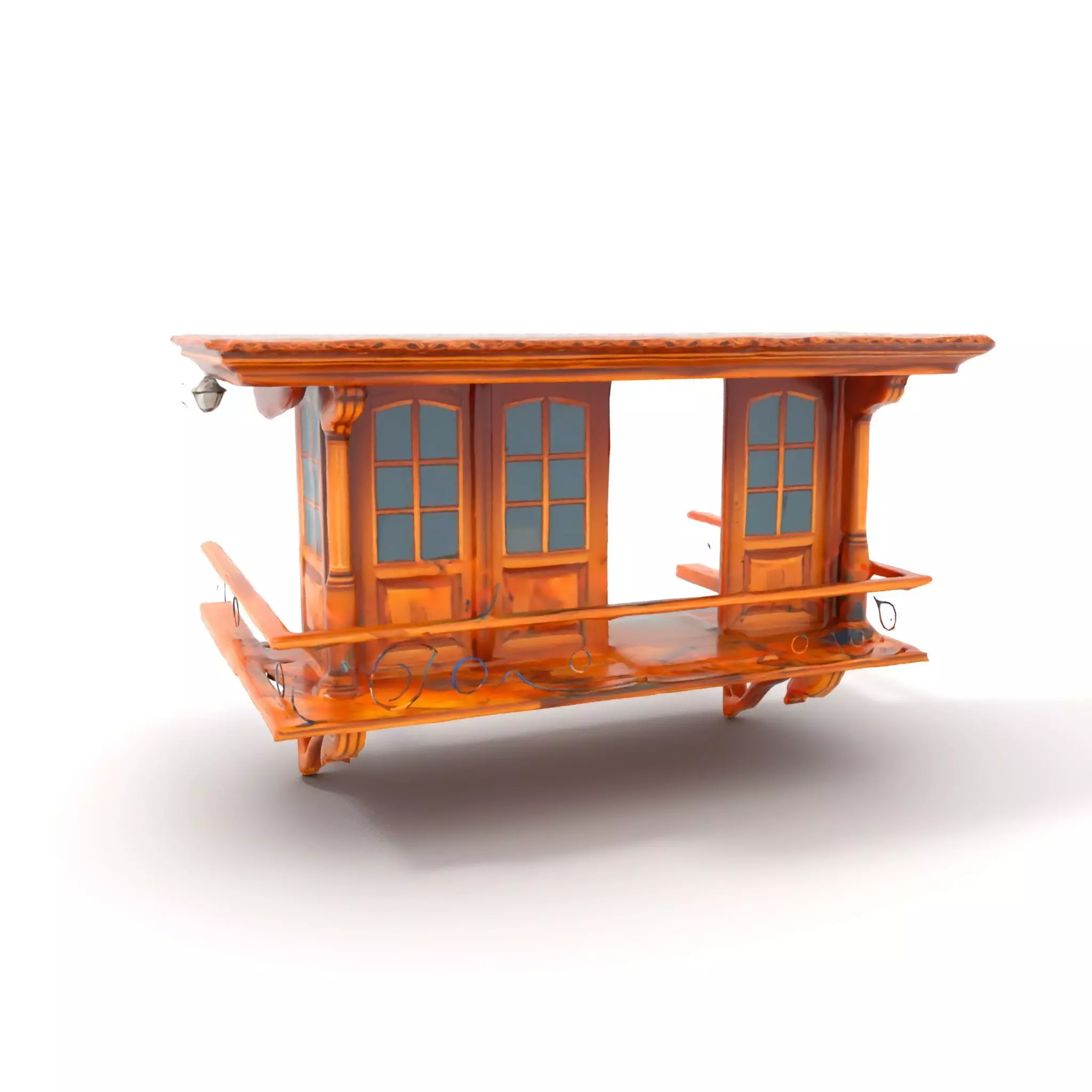 Rustic Wooden Balcony model pack Low-poly 3D model_6