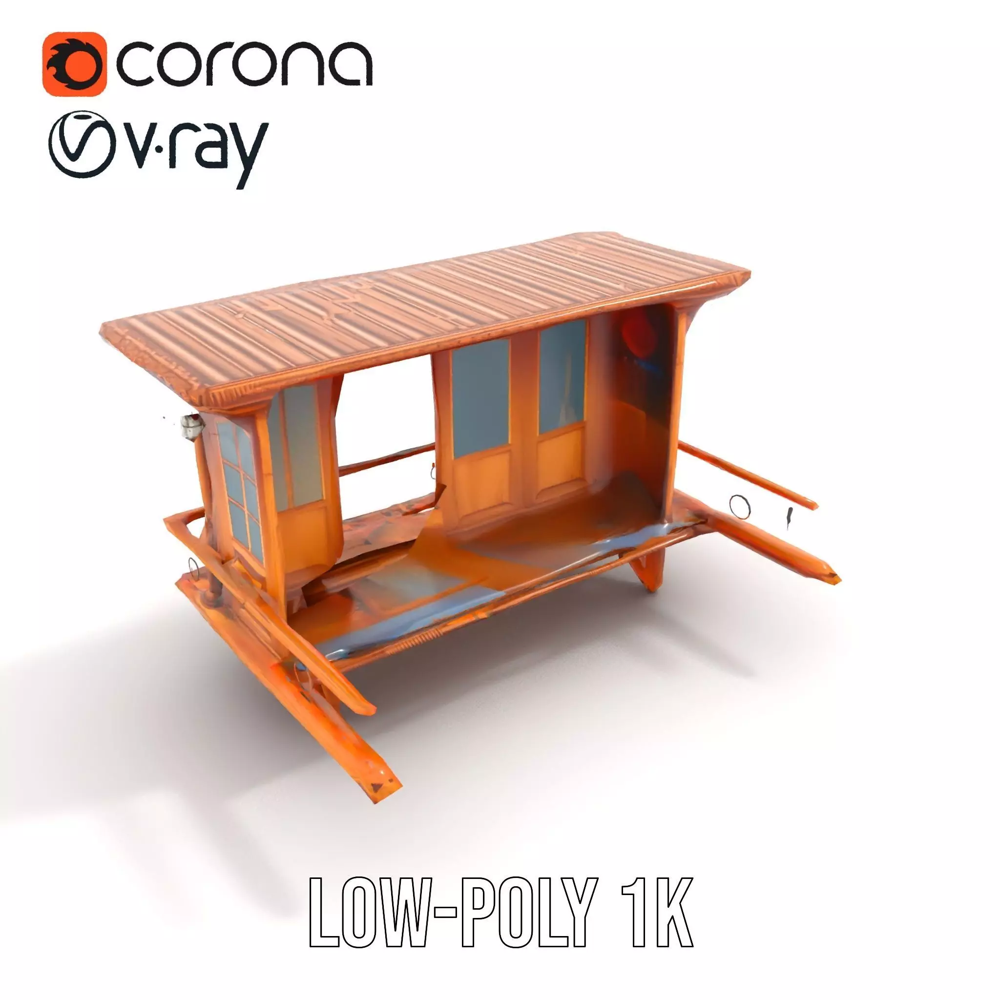 Rustic Wooden Balcony model pack Low-poly 3D model_11