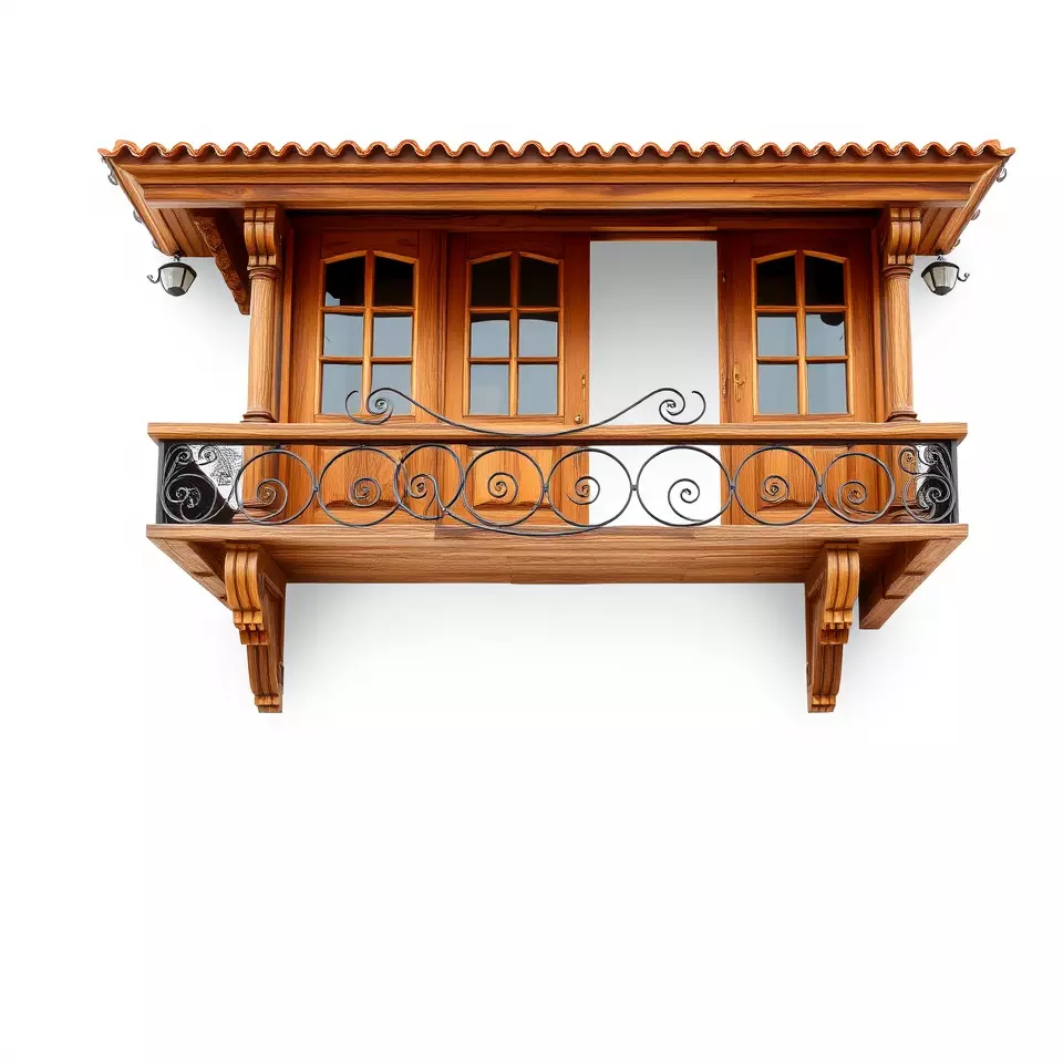 Rustic Wooden Balcony model pack Low-poly 3D model_2
