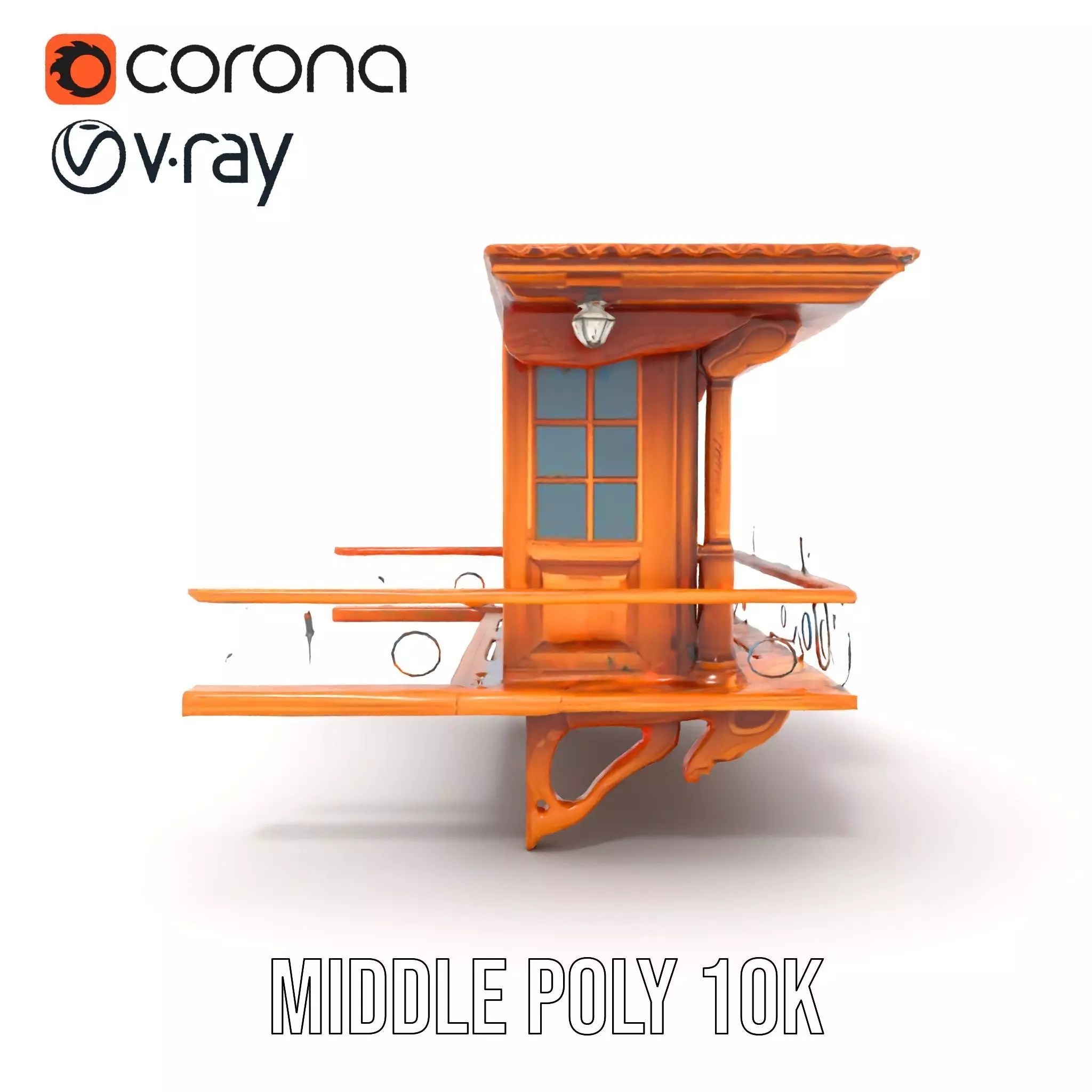 Rustic Wooden Balcony model pack Low-poly 3D model_13