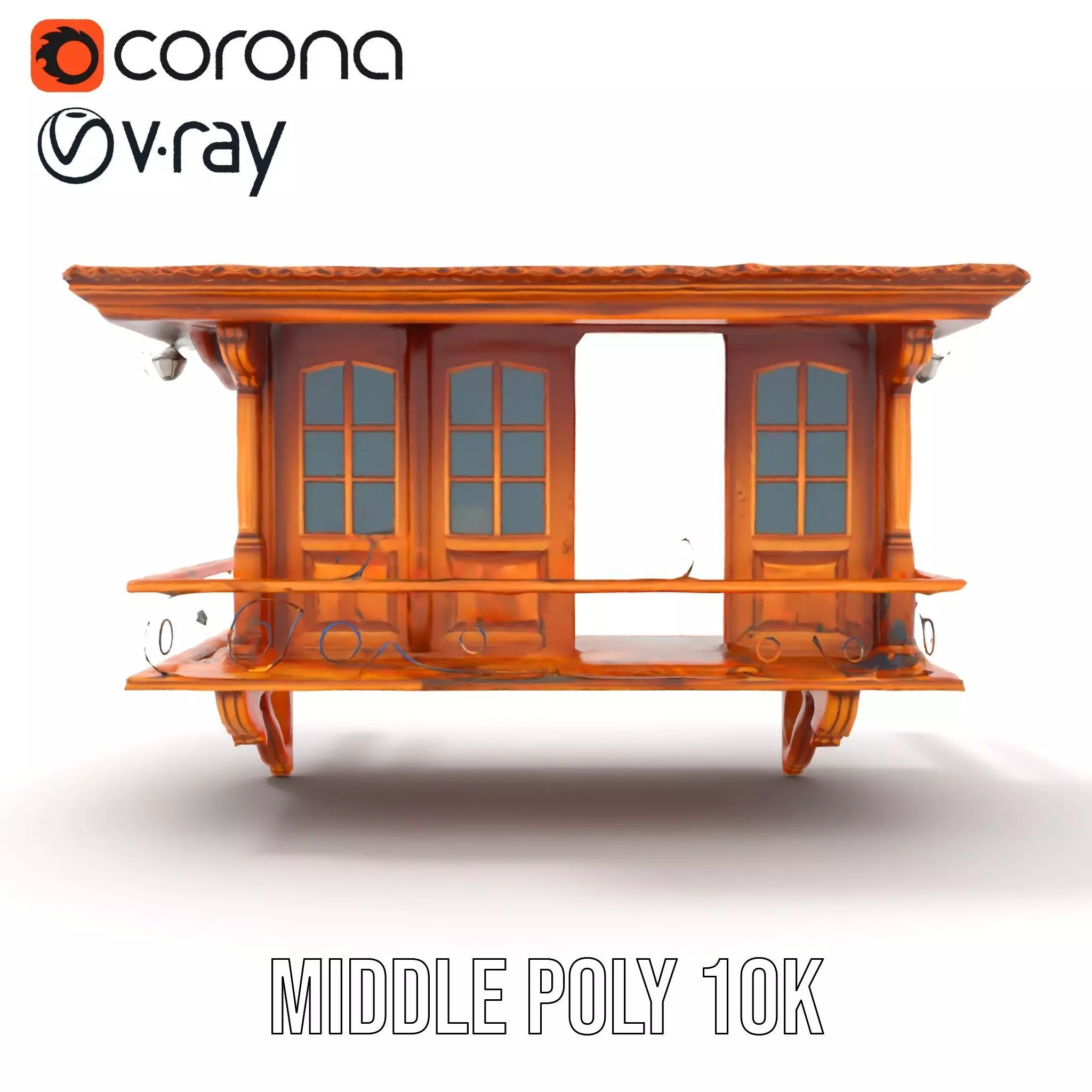 Rustic Wooden Balcony model pack Low-poly 3D model_18