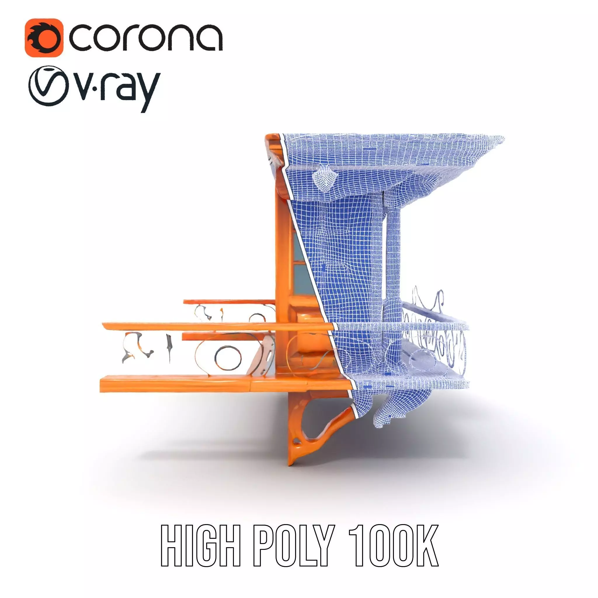 Rustic Wooden Balcony model pack Low-poly 3D model_34