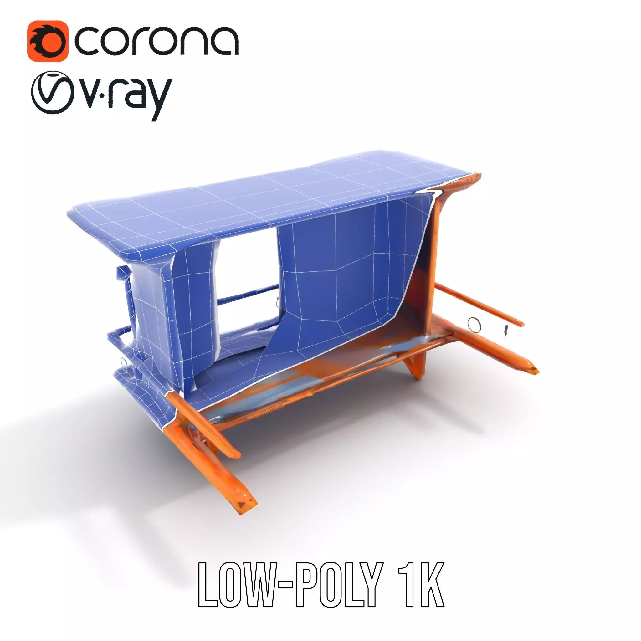 Rustic Wooden Balcony model pack Low-poly 3D model_7