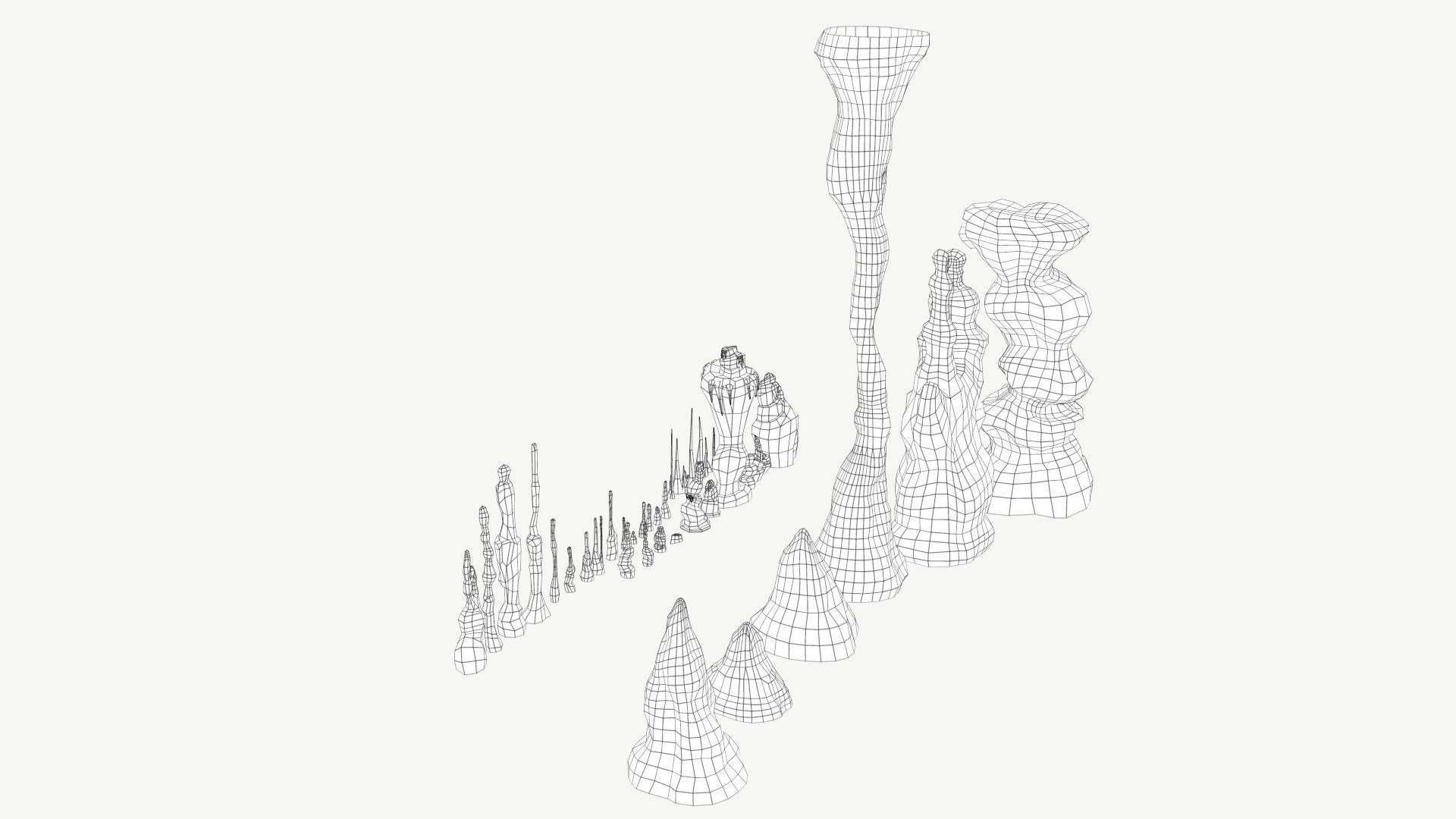 Stalagmites Models Set Low-poly 3D model_11