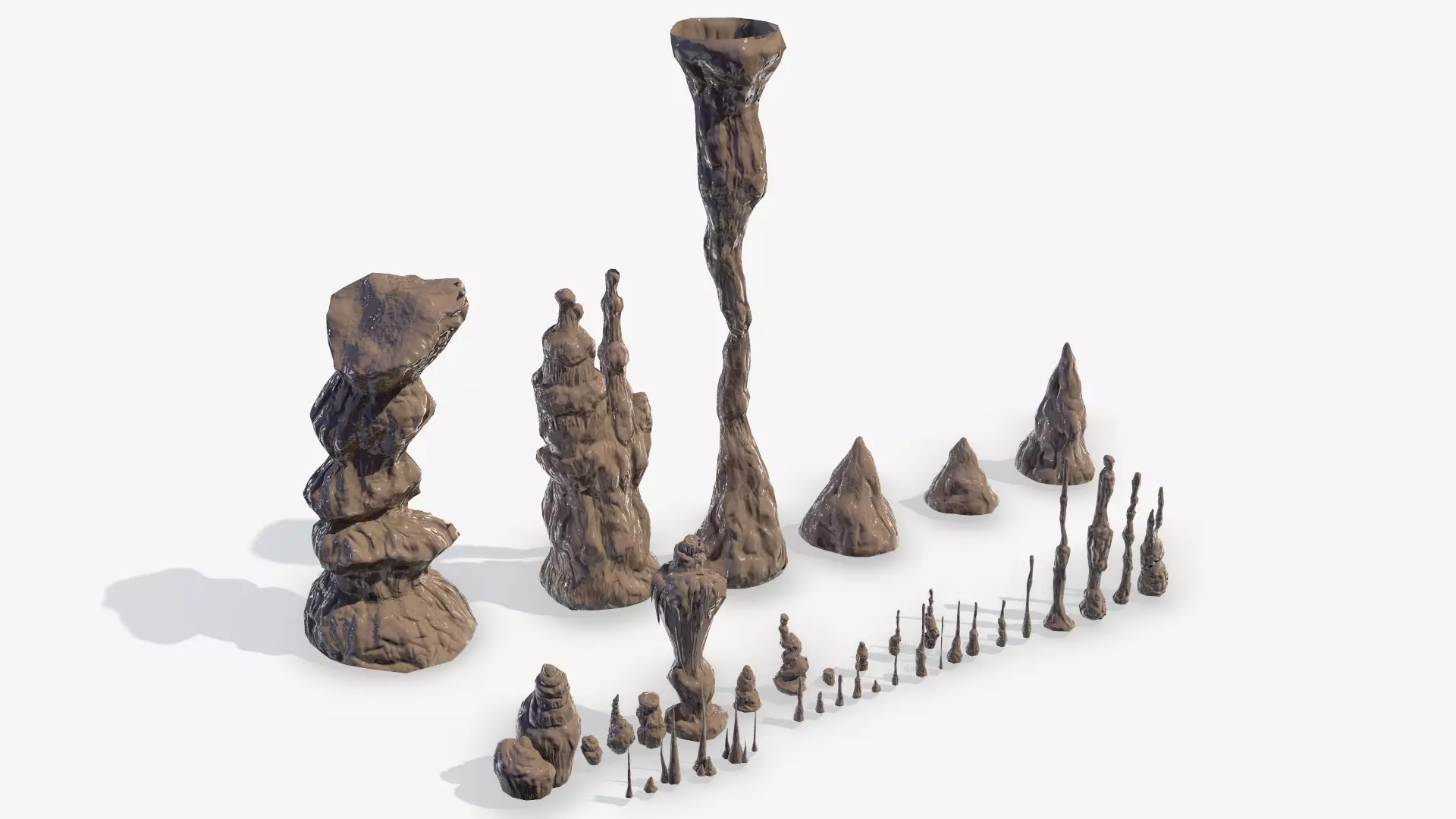 Stalagmites Models Set Low-poly 3D model_0