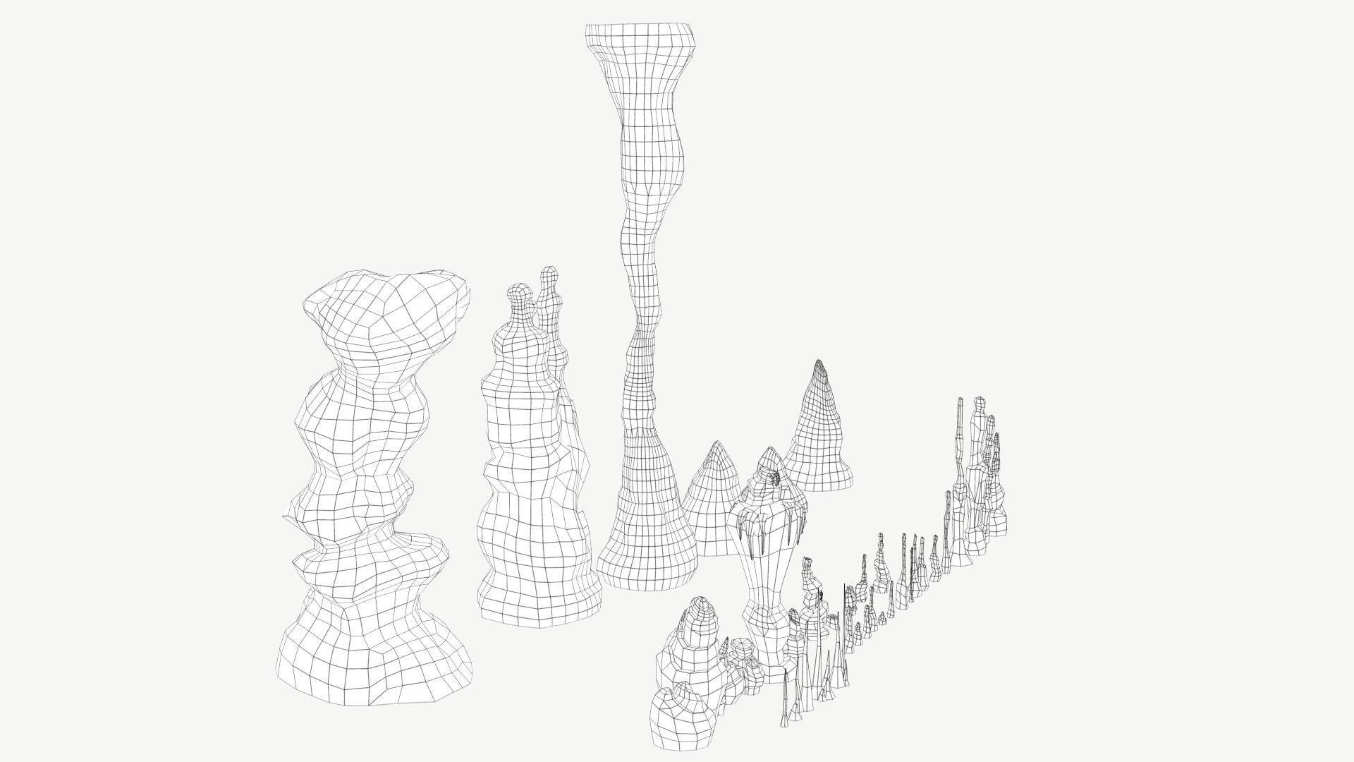 Stalagmites Models Set Low-poly 3D model_5