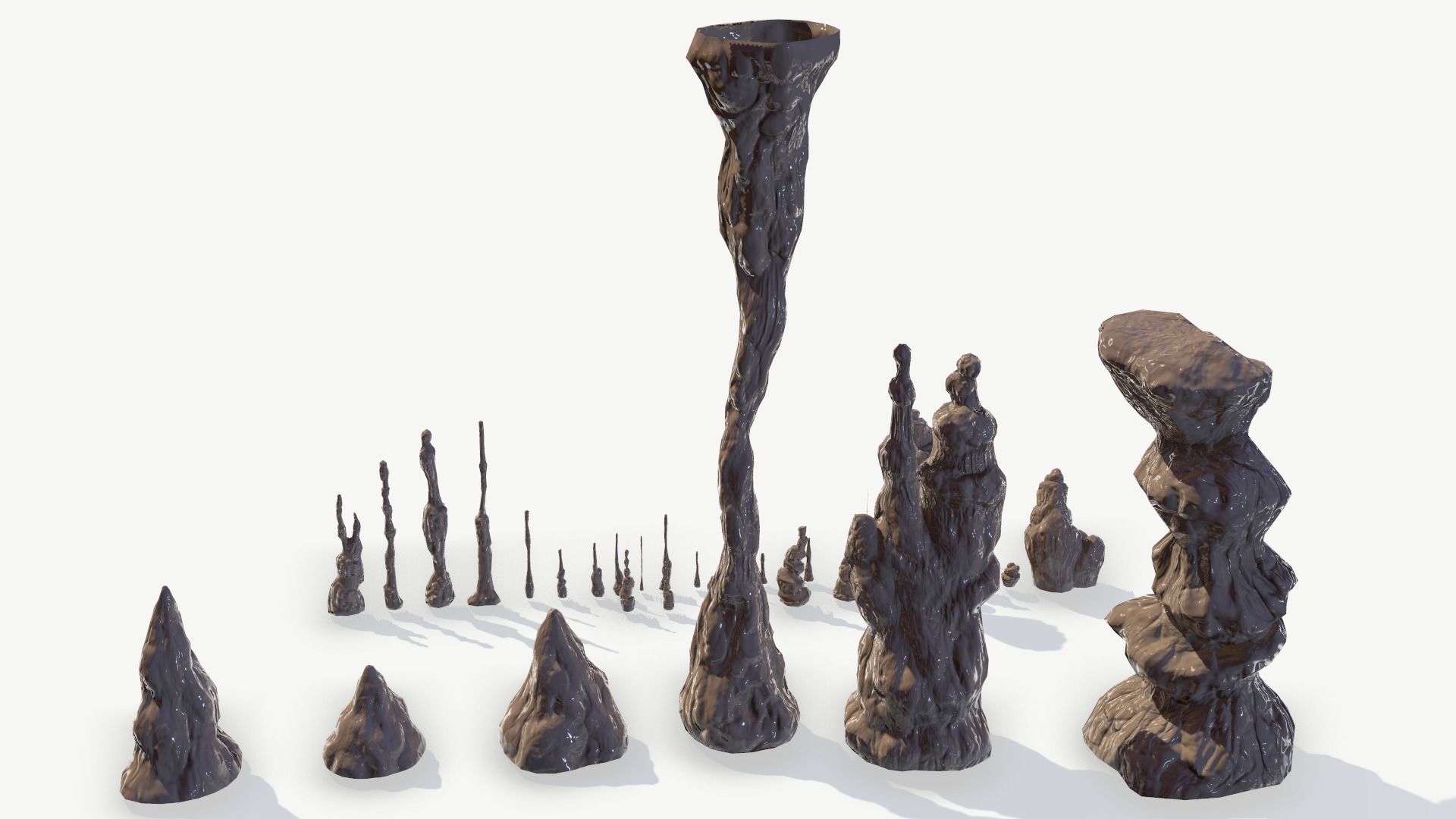 Stalagmites Models Set Low-poly 3D model_8