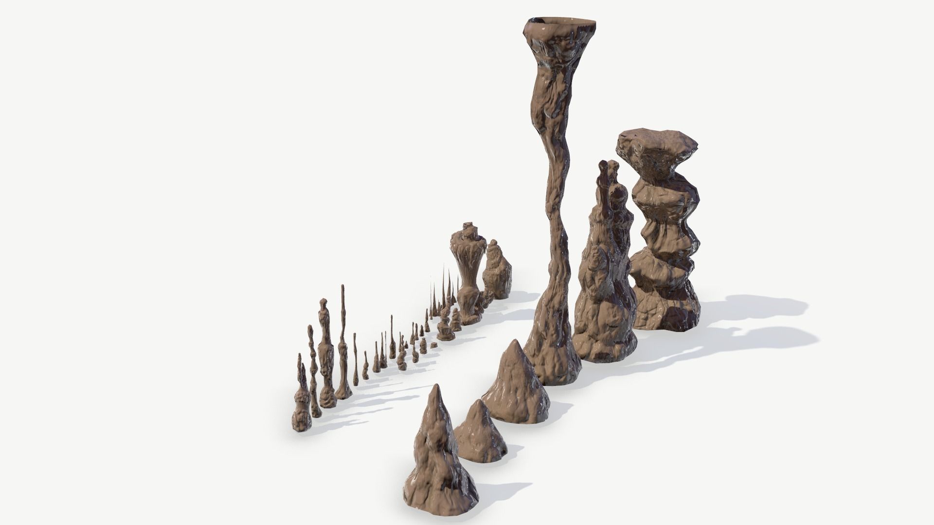 Stalagmites Models Set Low-poly 3D model_10
