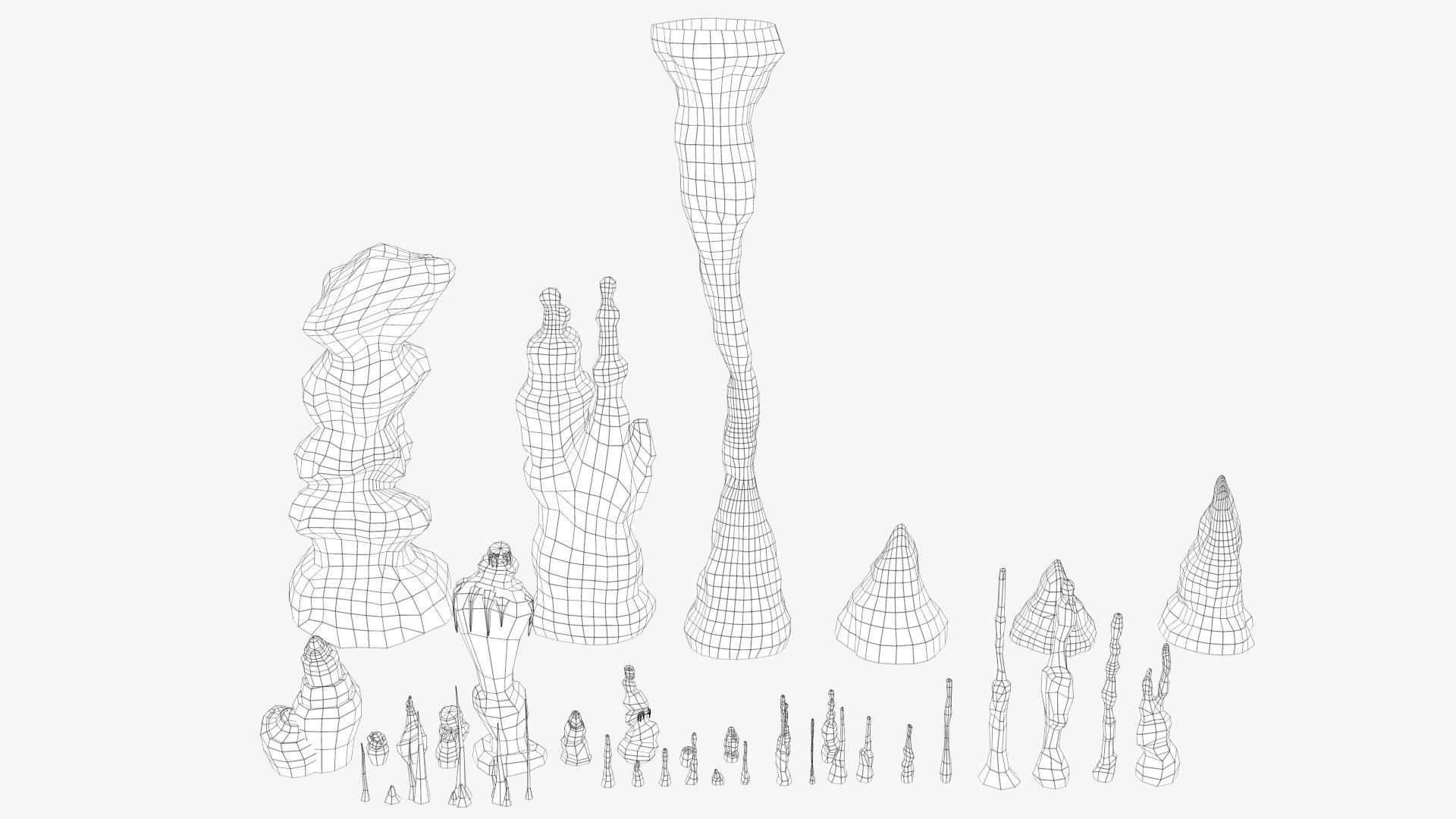 Stalagmites Models Set Low-poly 3D model_3
