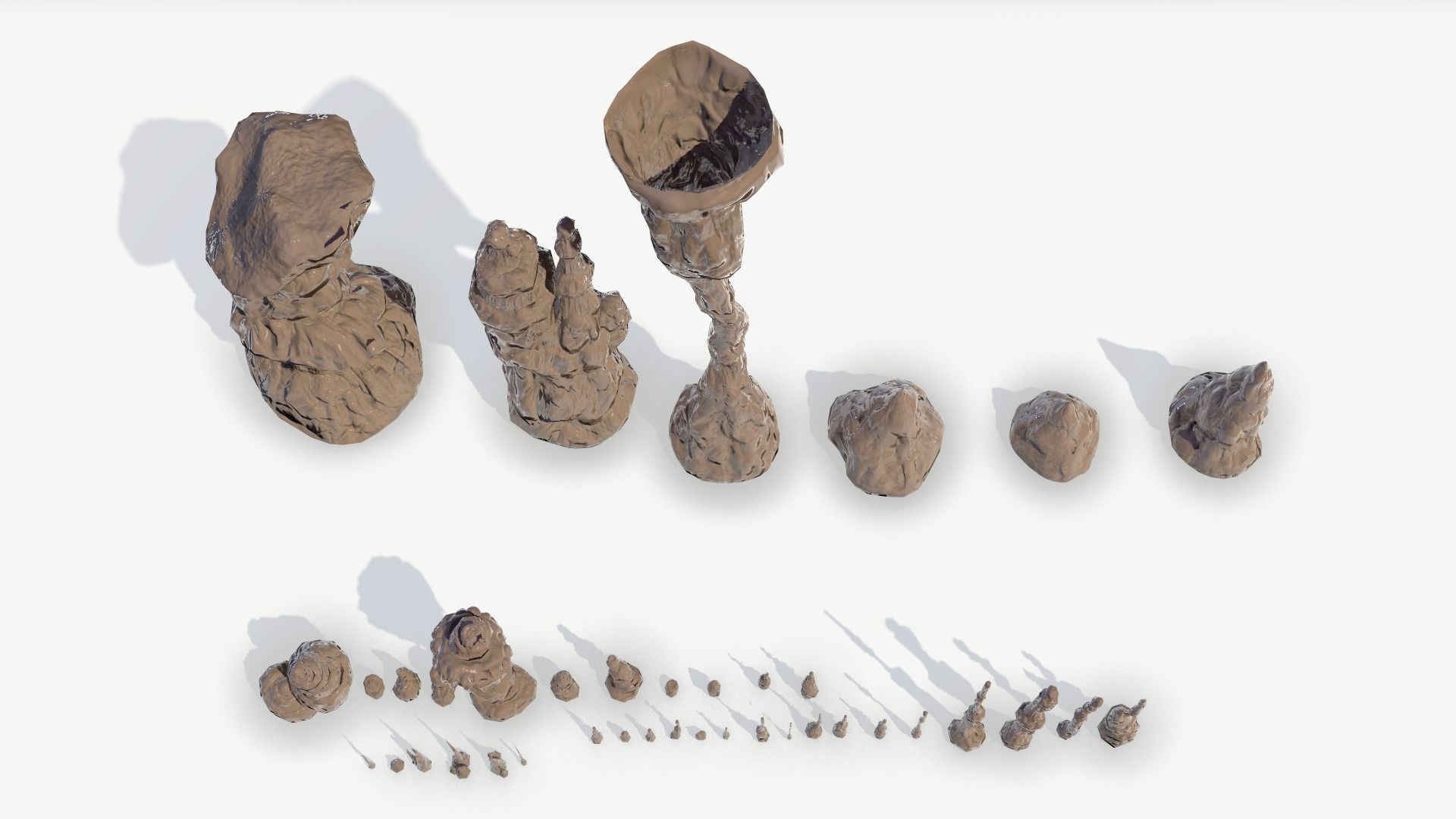 Stalagmites Models Set Low-poly 3D model_12
