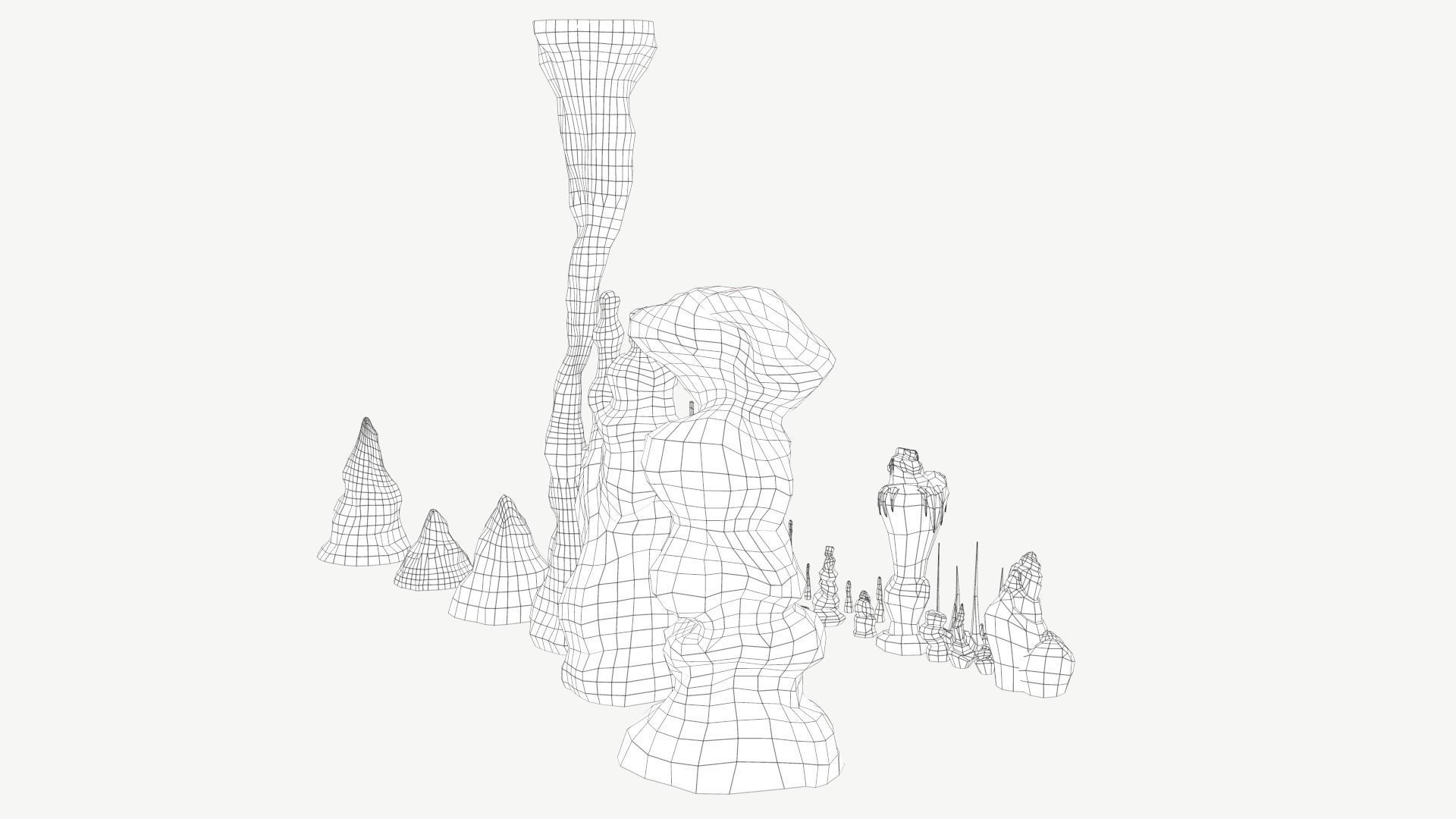 Stalagmites Models Set Low-poly 3D model_7