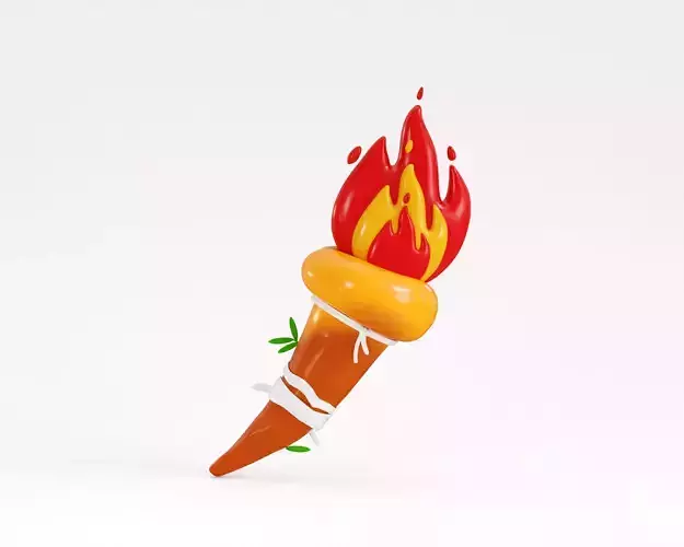 Cartoon Olympic torch with burning fire Low-poly 3D model