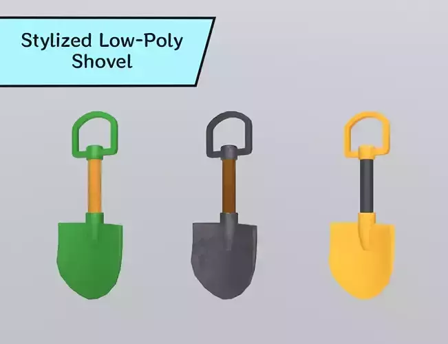 Stylized Low-Poly Shovel Low-poly 3D model