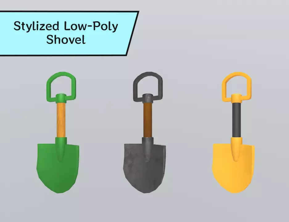 Stylized Low-Poly Shovel Low-poly 3D model_0
