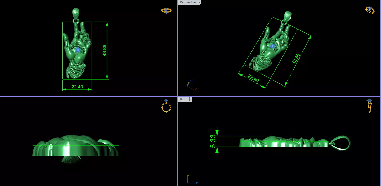 Hand with Eye Symbol 3D print model_3