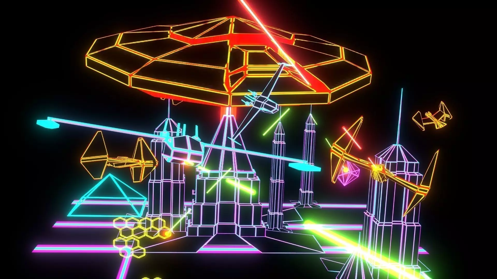 LOW-poly Neon invasion battle set Free low-poly 3D model