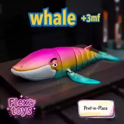Flexi Whale  3D Printable  Print-in-Place  Fully Articulated