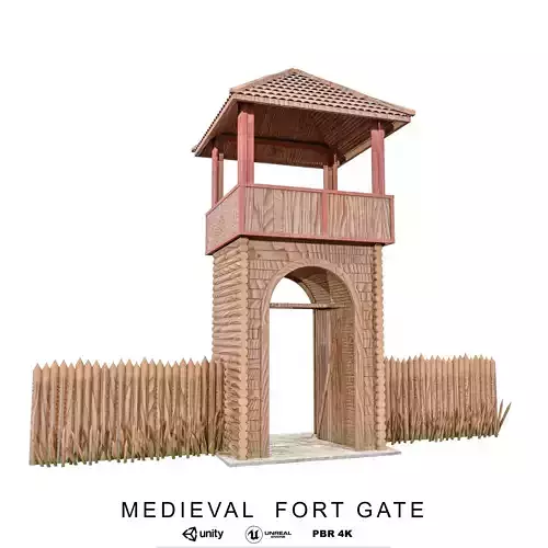 Medieval Fort Gate 2 Colors Low-poly 3D model