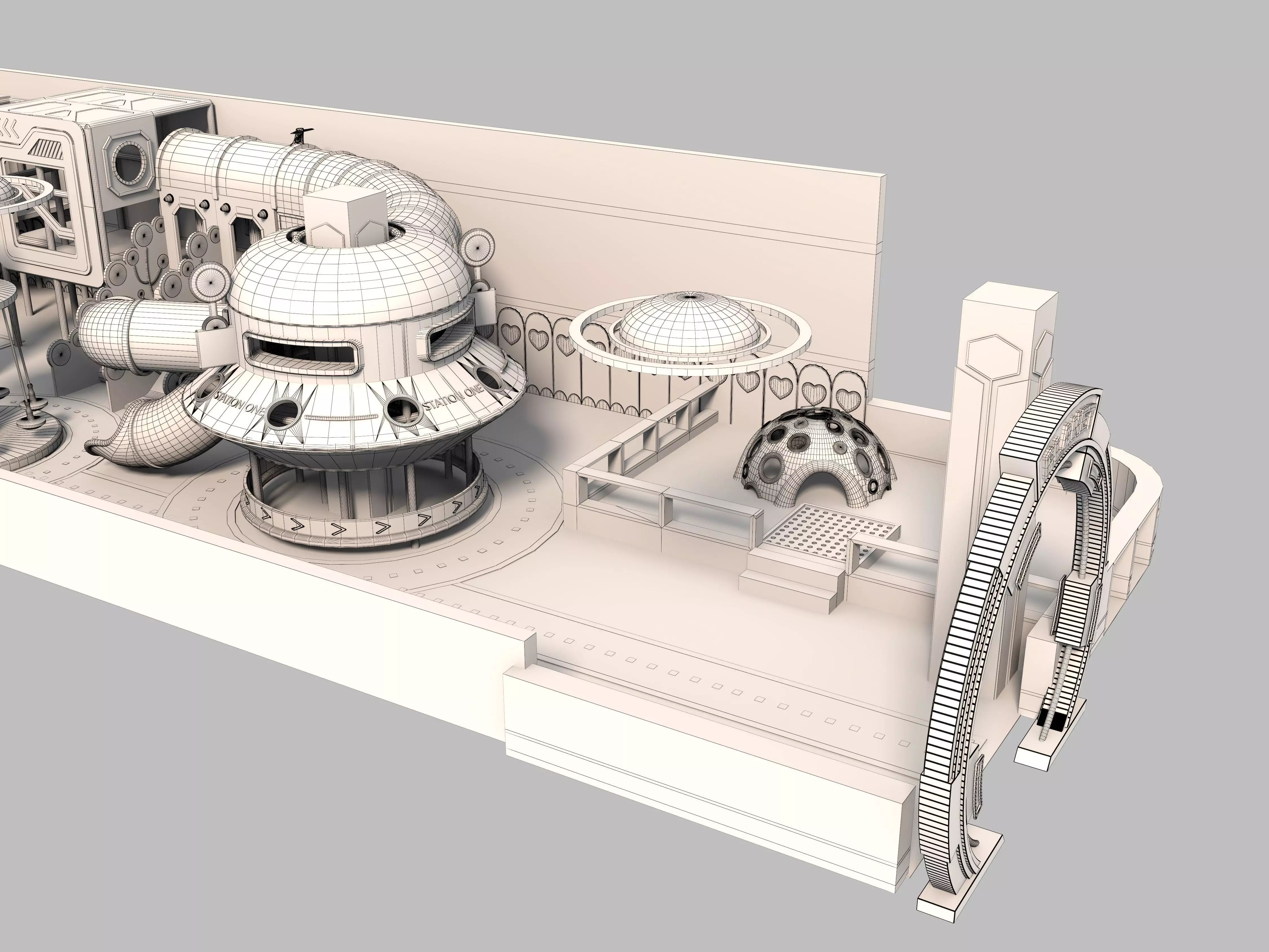 children Indoor amusement park  3D model_11