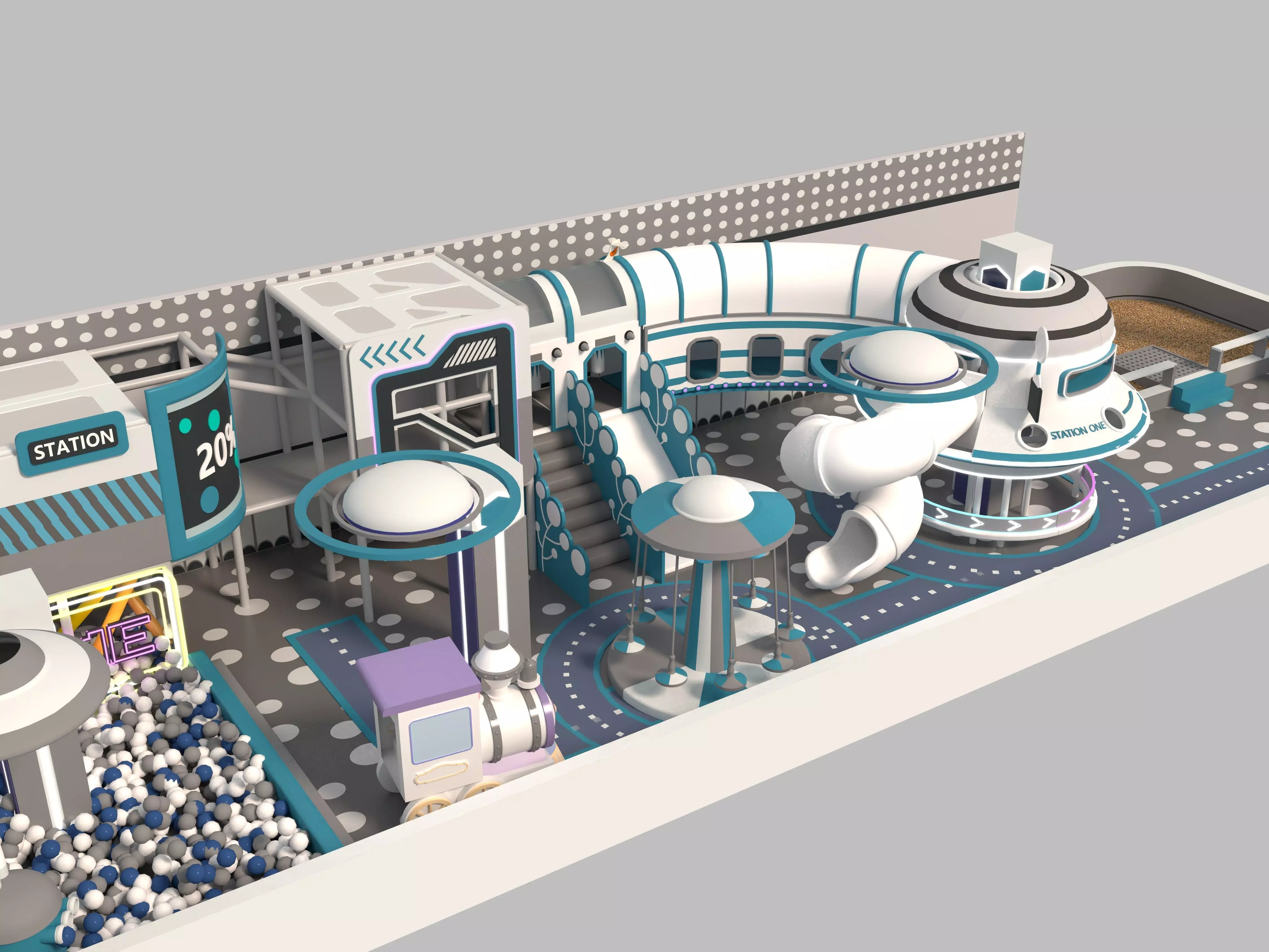 children Indoor amusement park  3D model_4