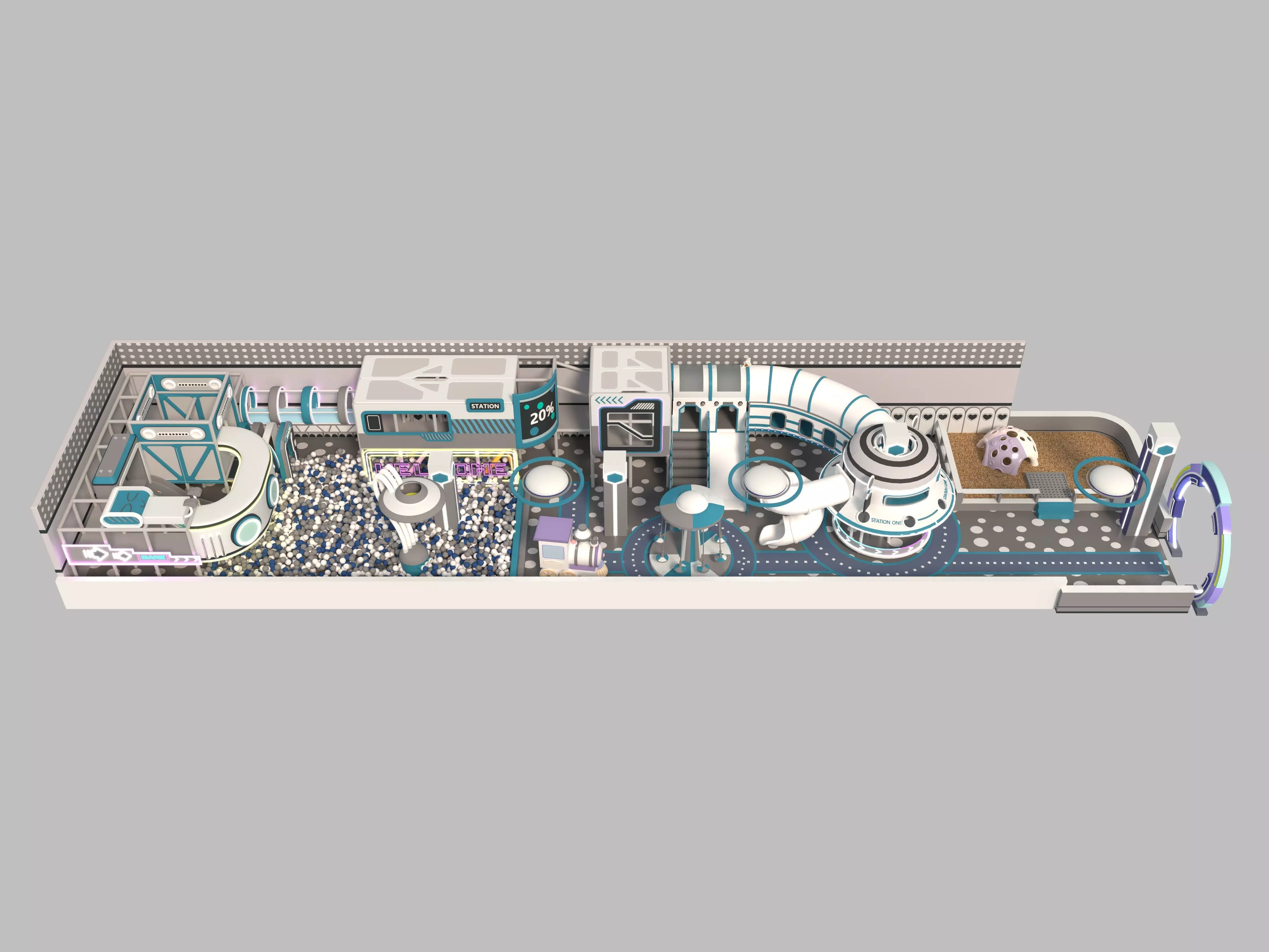 children Indoor amusement park  3D model_1