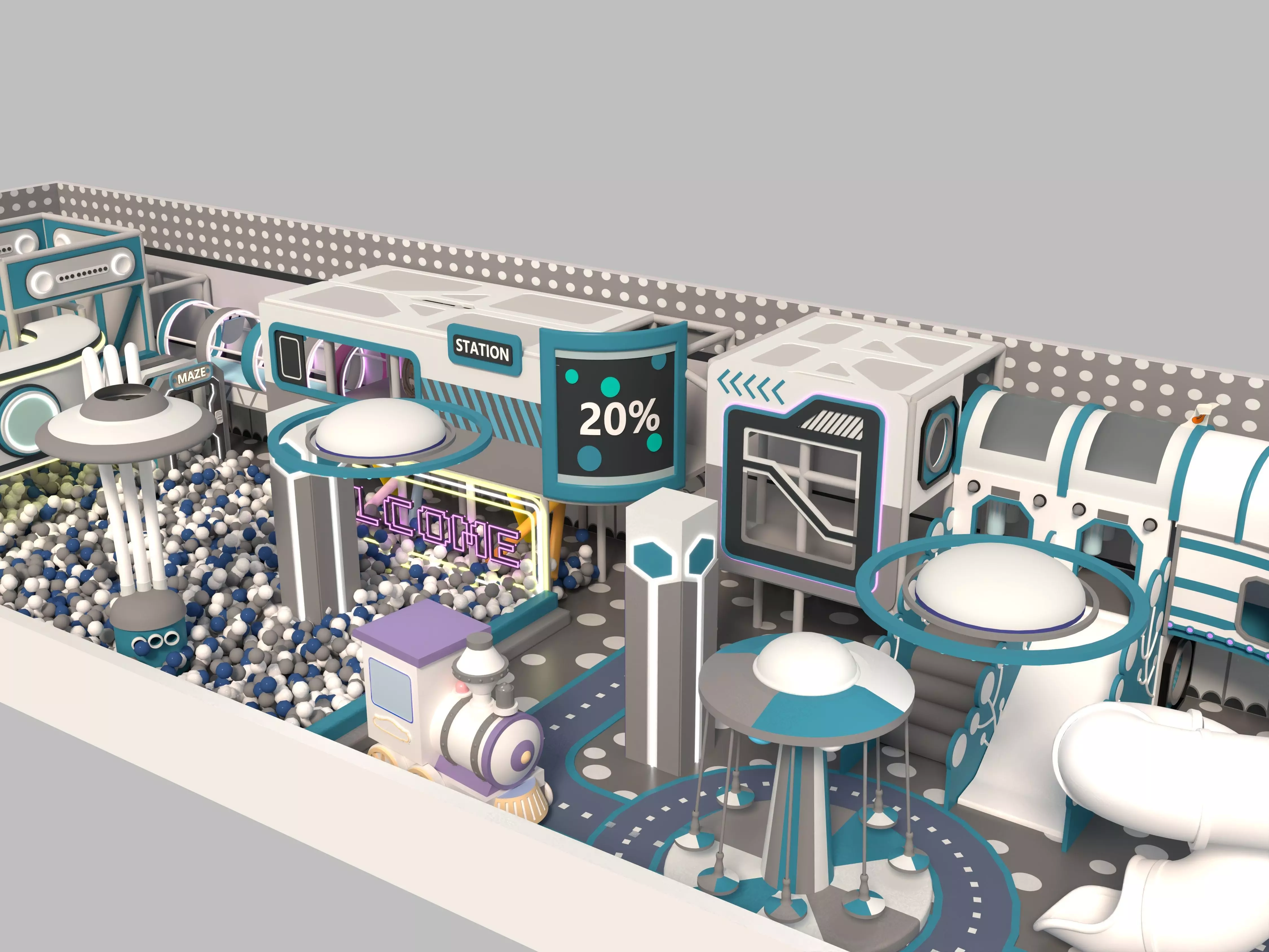 children Indoor amusement park  3D model_6