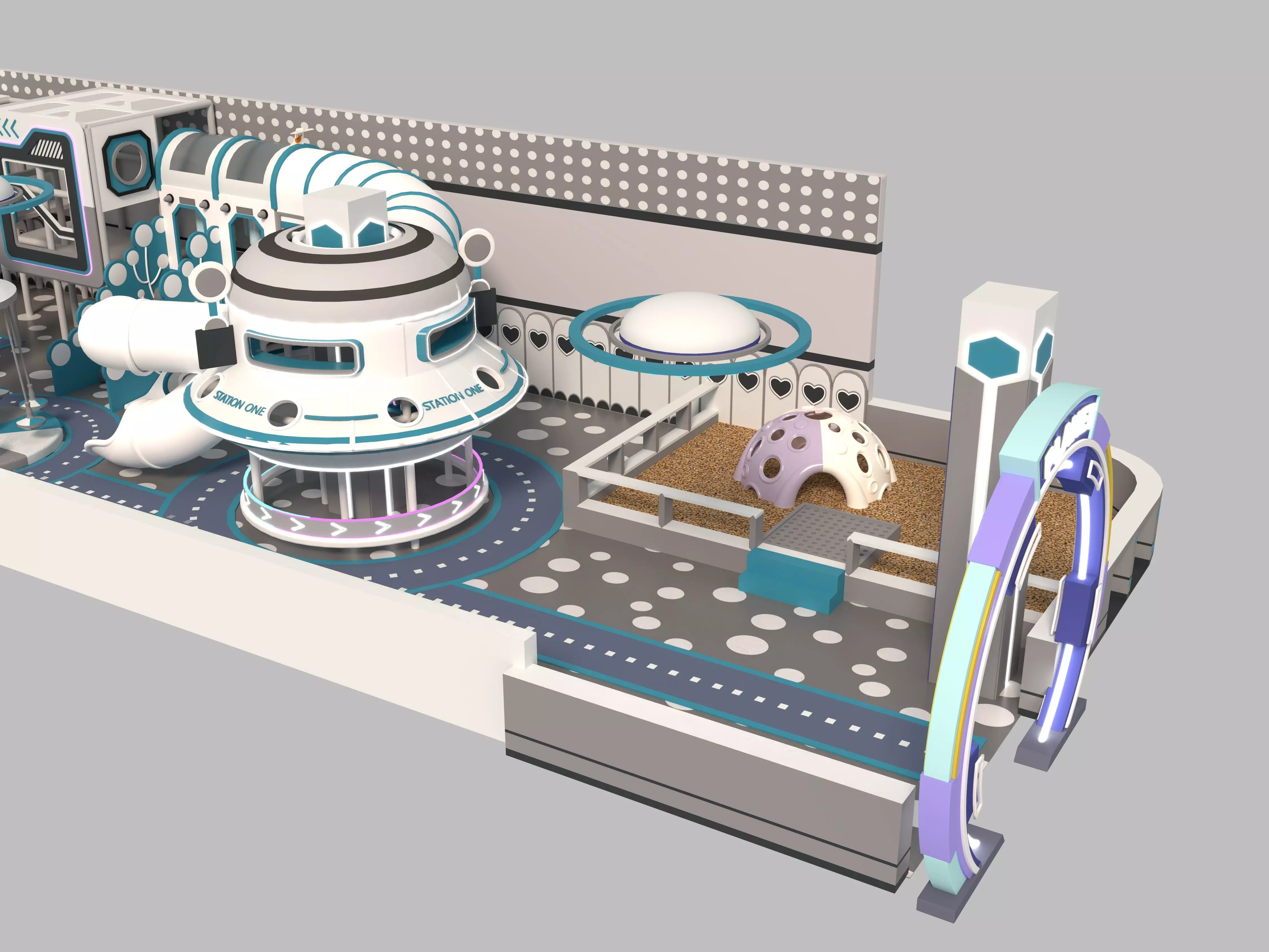 children Indoor amusement park  3D model_3