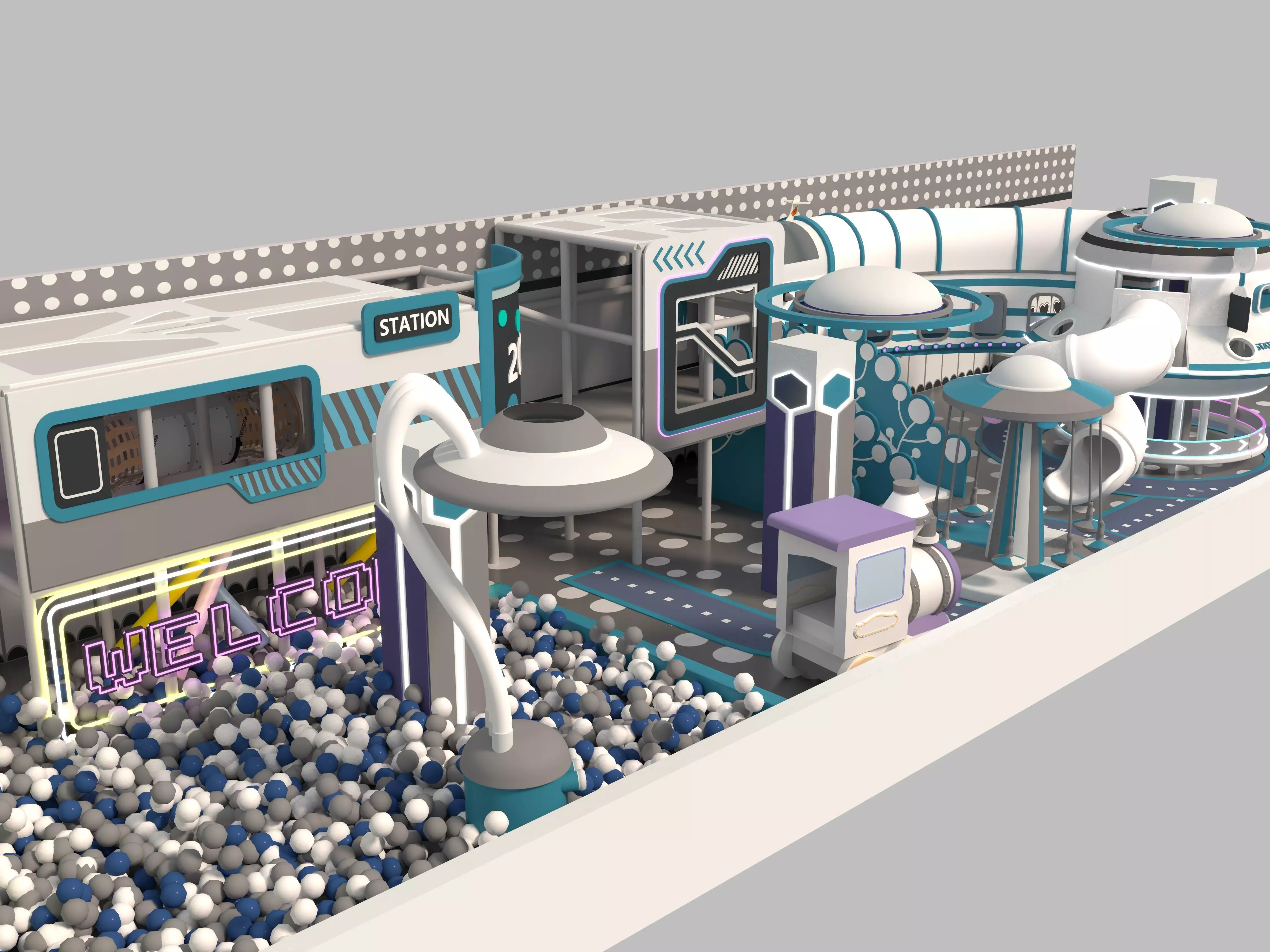 children Indoor amusement park  3D model_0