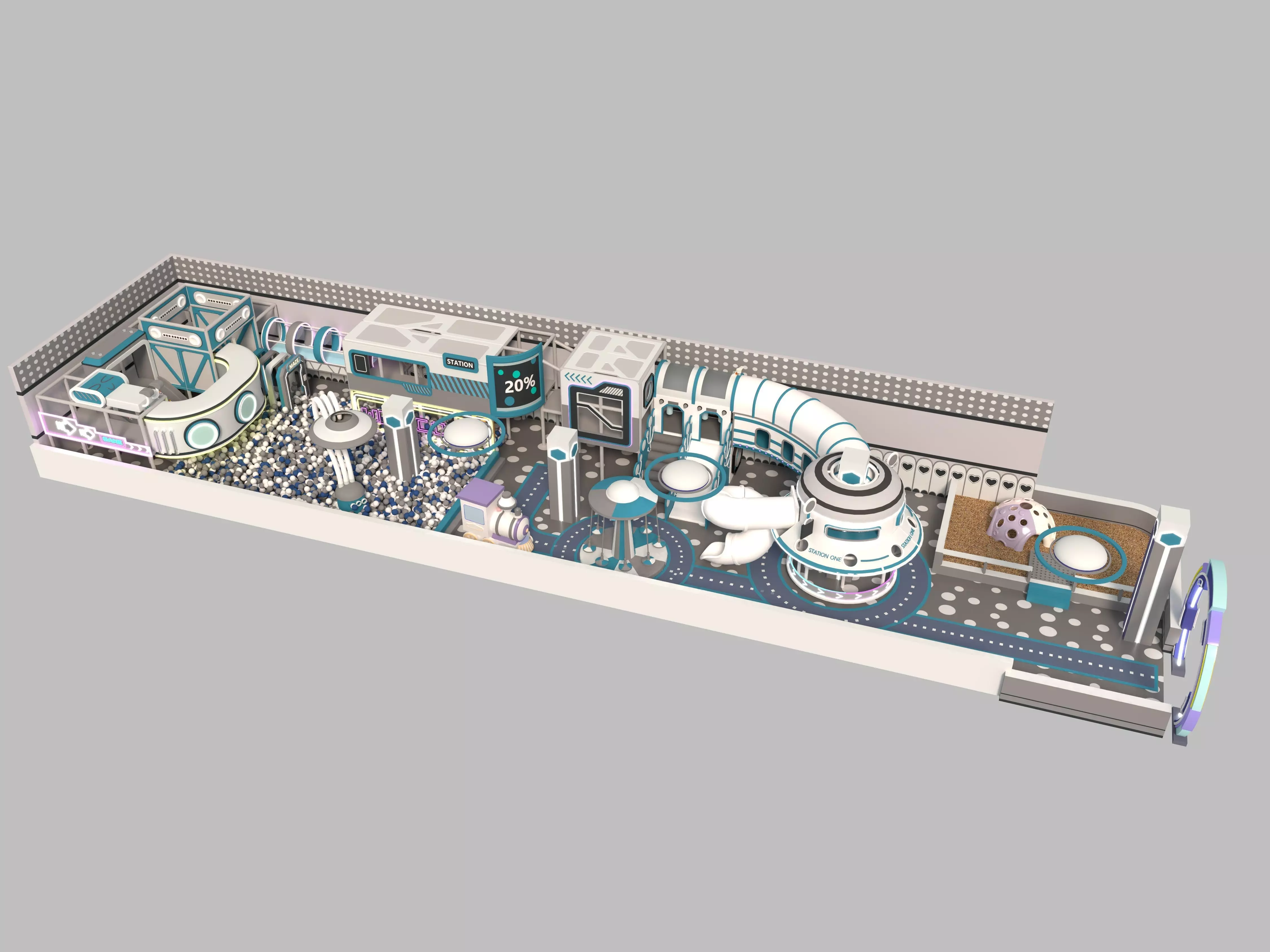 children Indoor amusement park  3D model_2