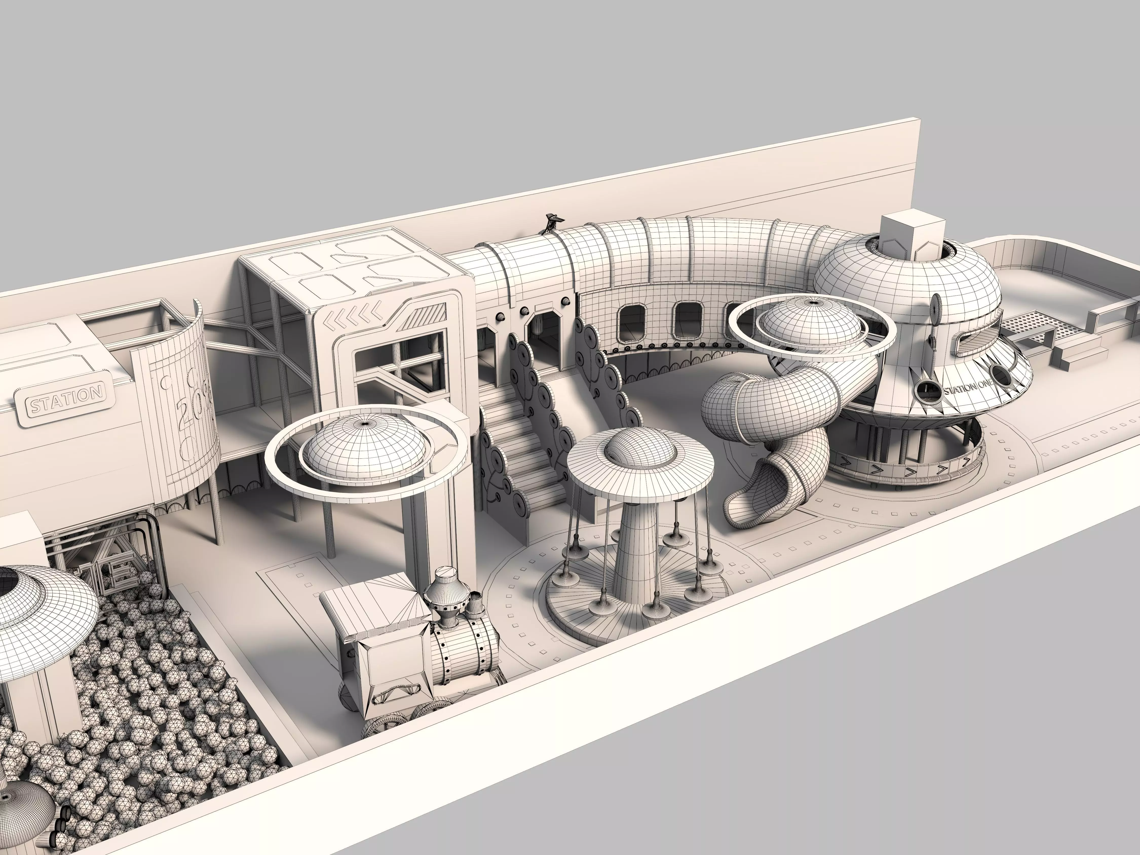 children Indoor amusement park  3D model_12