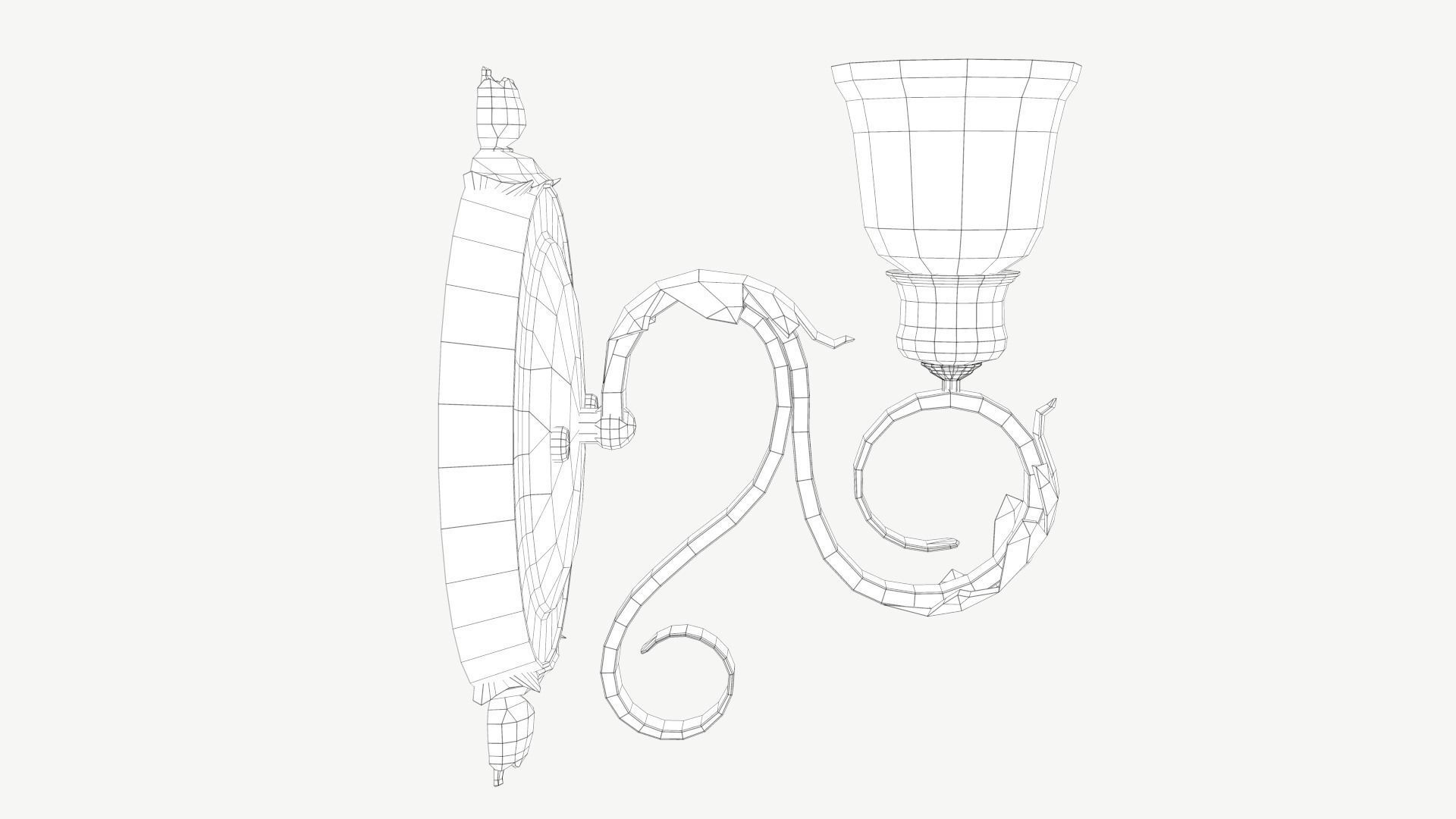 Antique Wall Lamp Low-poly 3D model_5