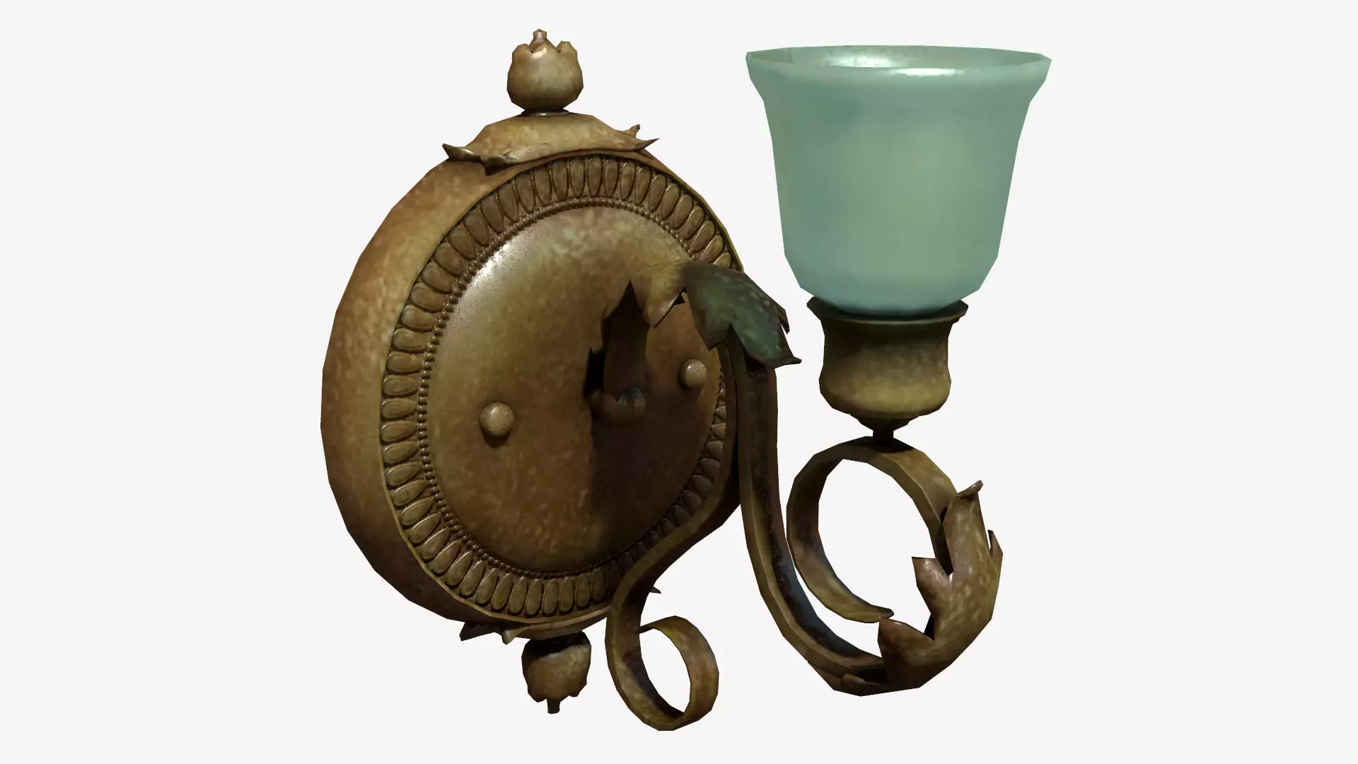 Antique Wall Lamp Low-poly 3D model_0