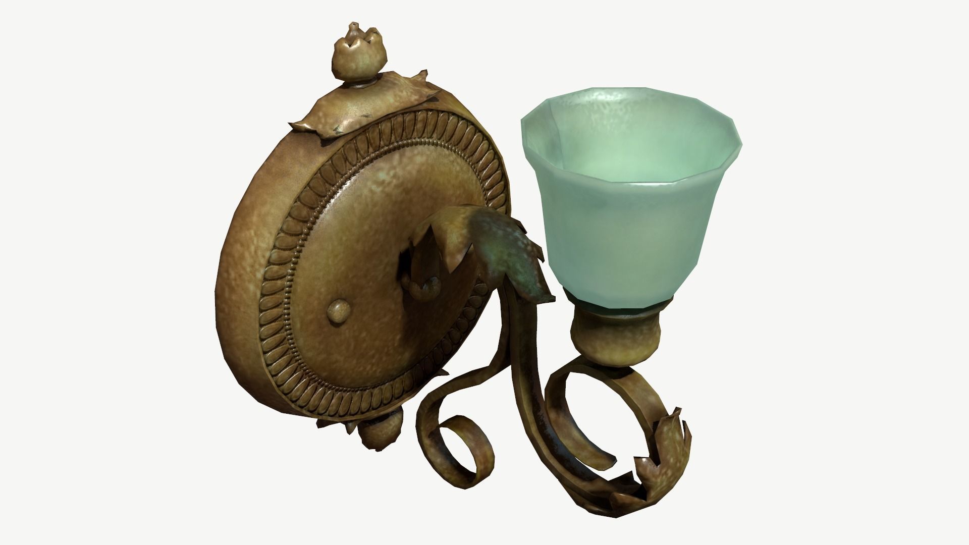 Antique Wall Lamp Low-poly 3D model_10