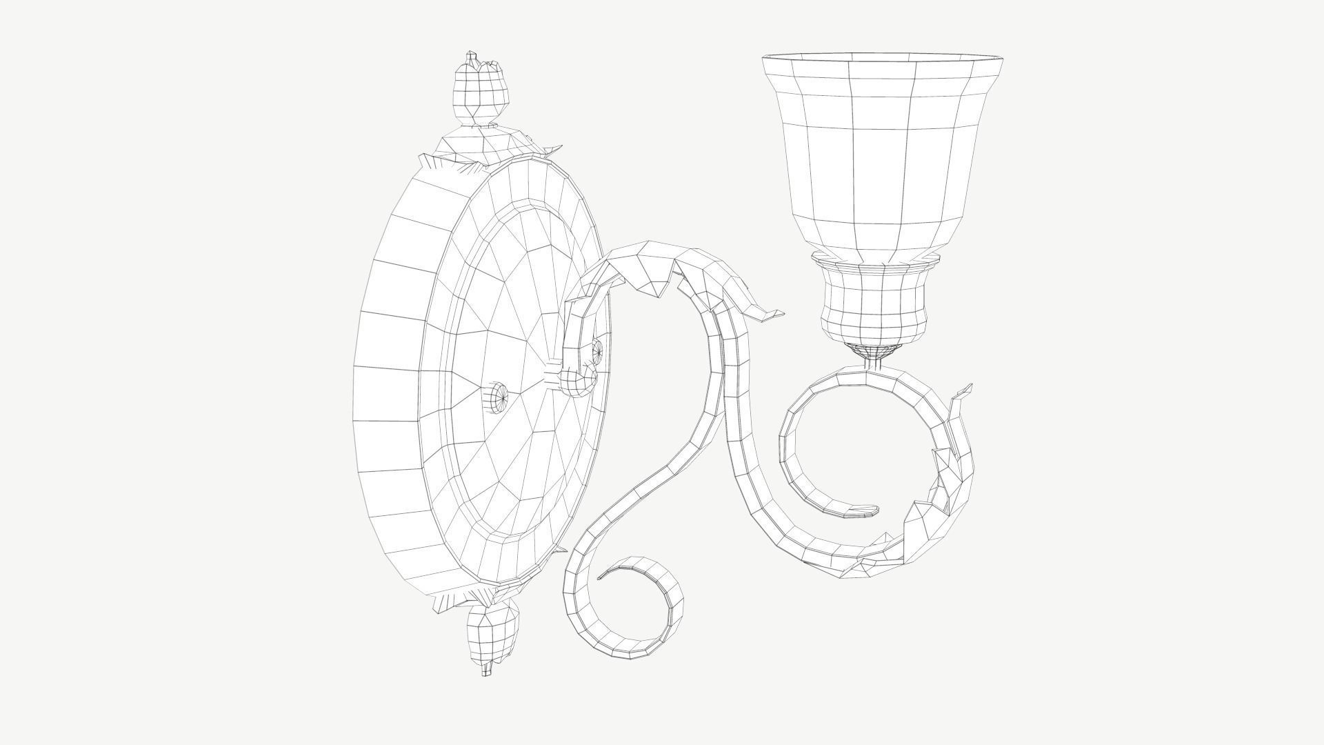 Antique Wall Lamp Low-poly 3D model_3