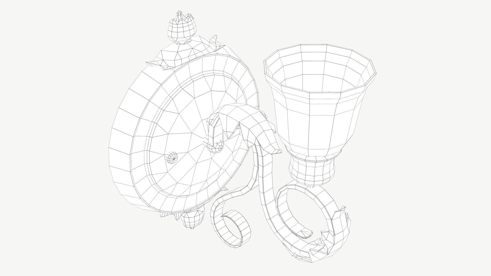 Antique Wall Lamp Low-poly 3D model_11