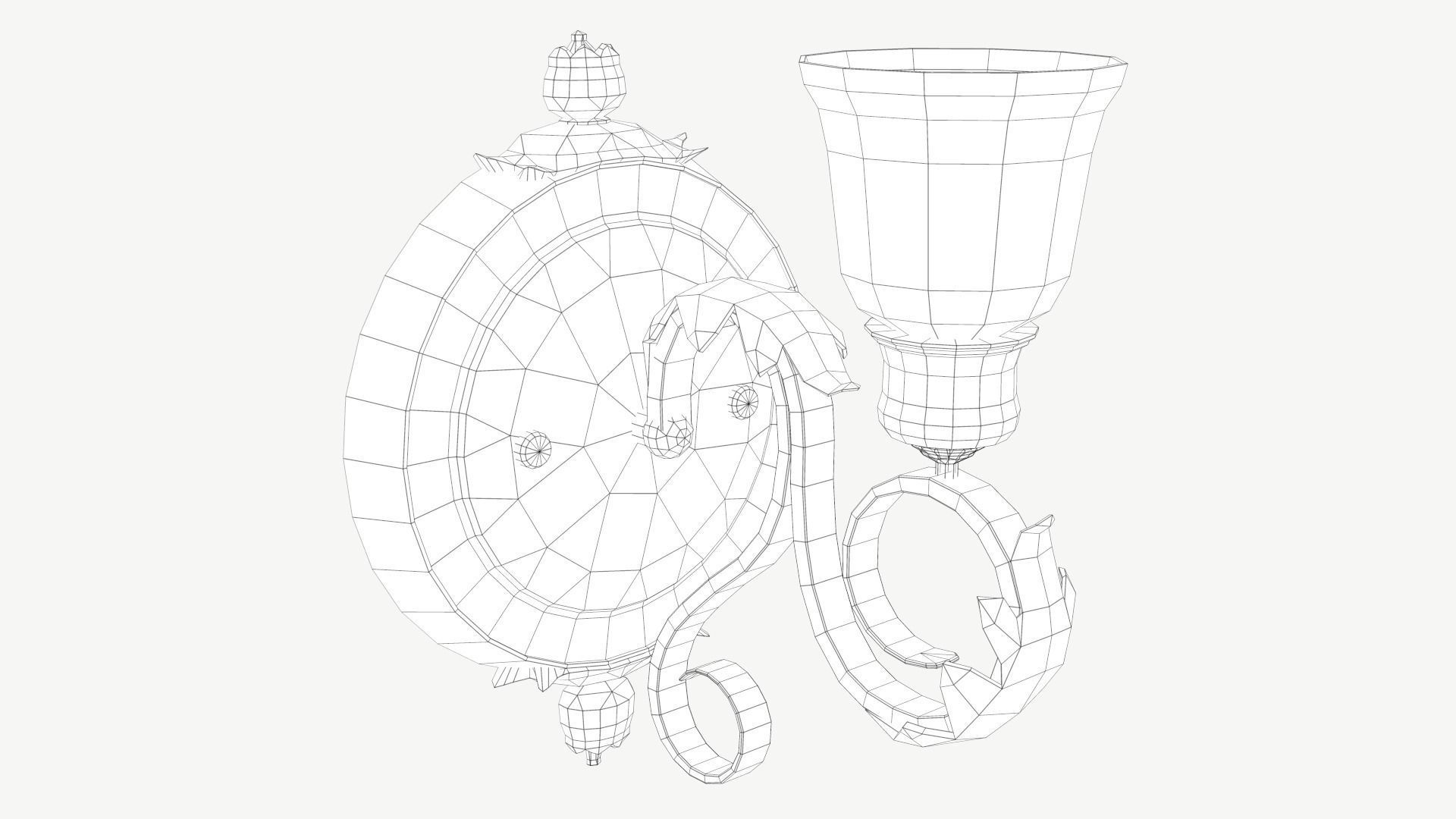 Antique Wall Lamp Low-poly 3D model_1